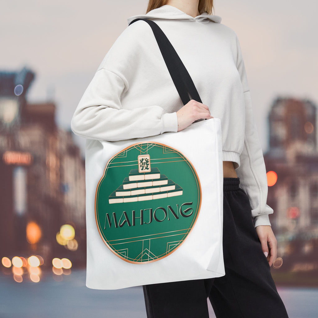 Mahjong Tote Bag — Vintage Green Mahjong Tile Design