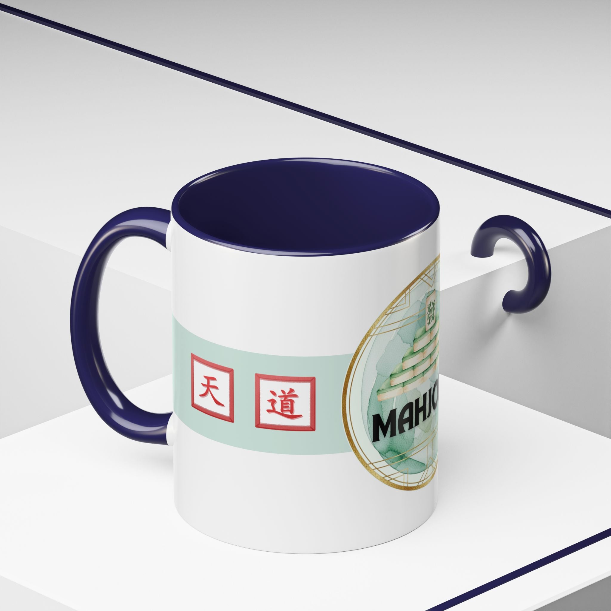 Mahjong Accent Coffee Mug – Ceramic Game Night Mug with Mahjong Tile Design (11/15oz)