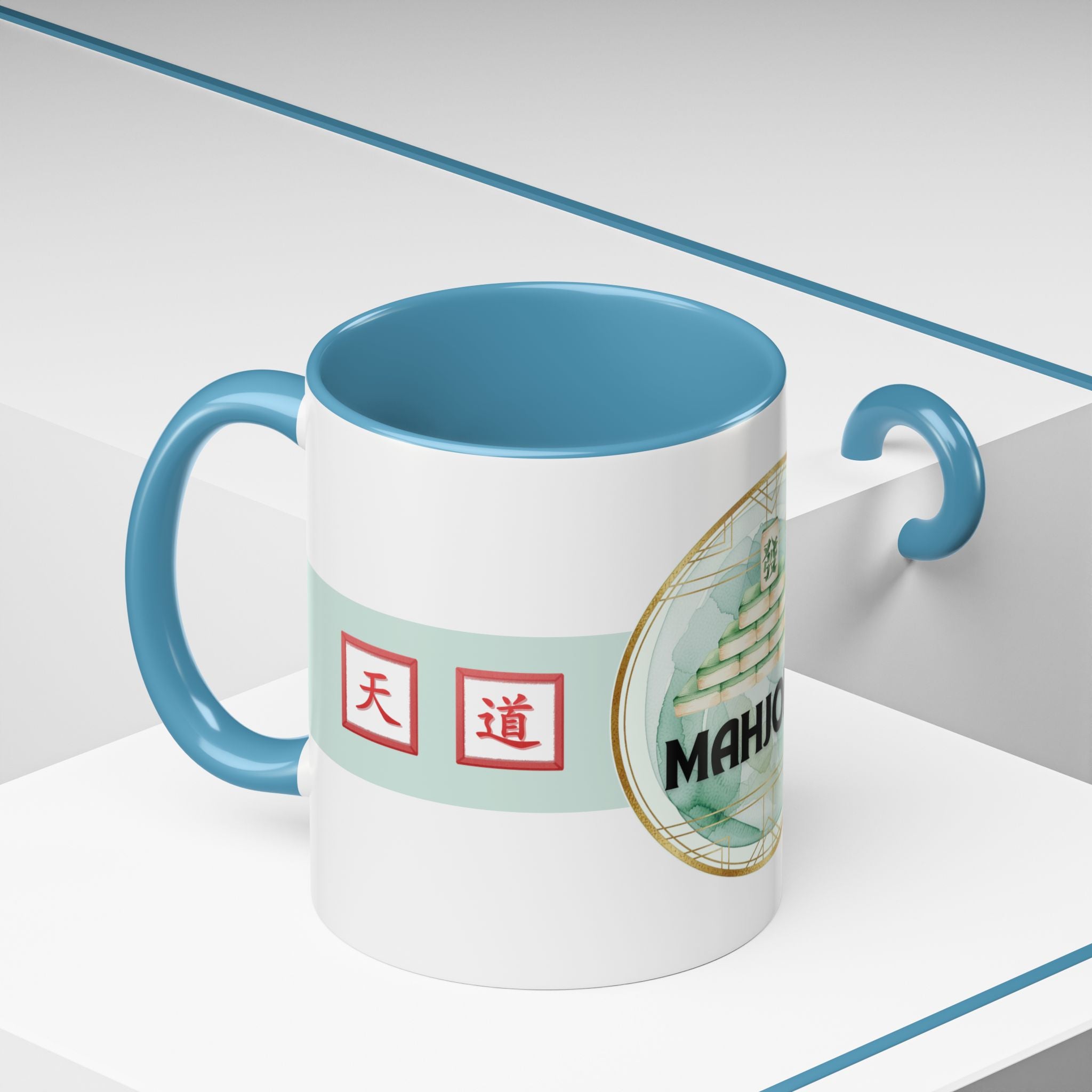 Mahjong Accent Coffee Mug – Ceramic Game Night Mug with Mahjong Tile Design (11/15oz)