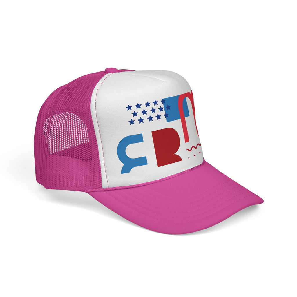 Patriotic Retro USA Trucker Cap — Red, White & Blue Flag Design
