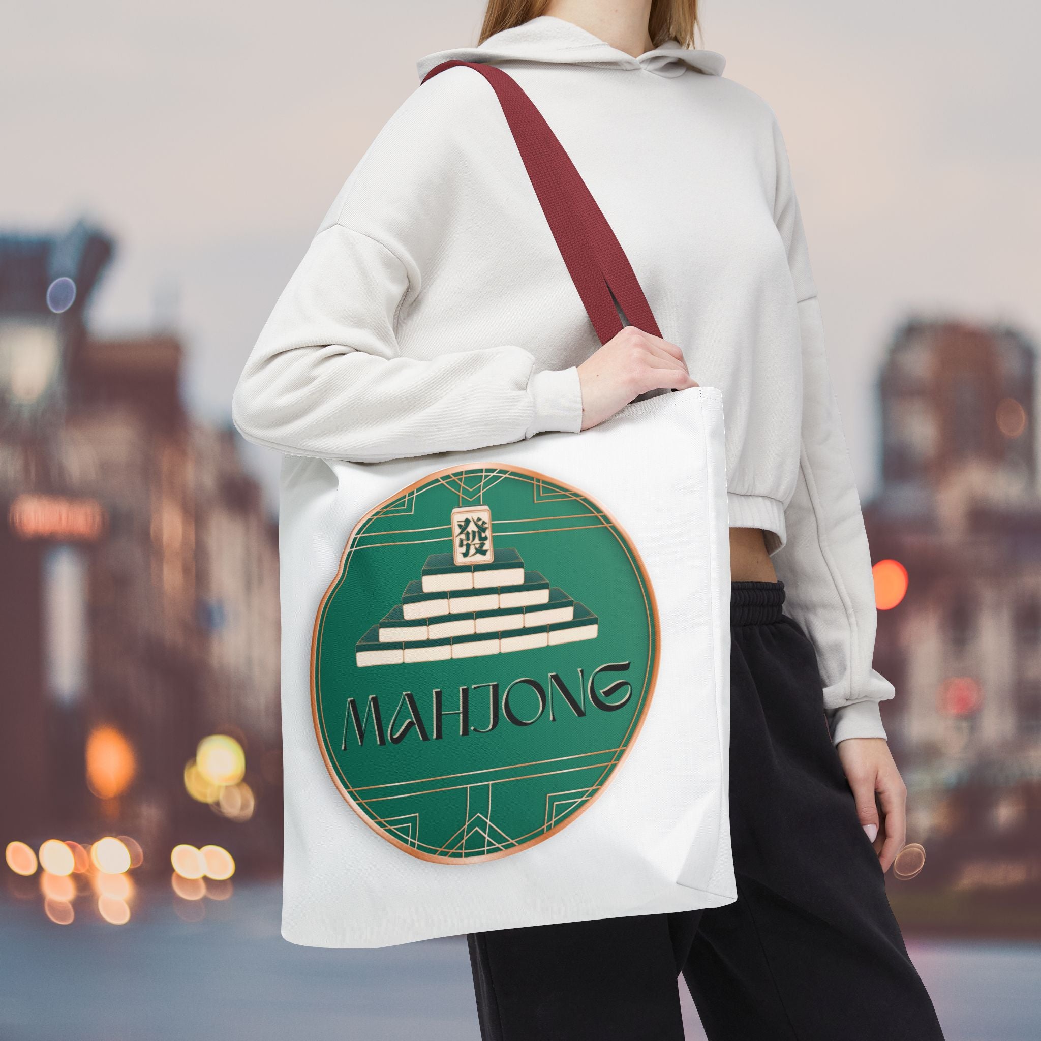 Mahjong Tote Bag — Vintage Green Mahjong Tile Design