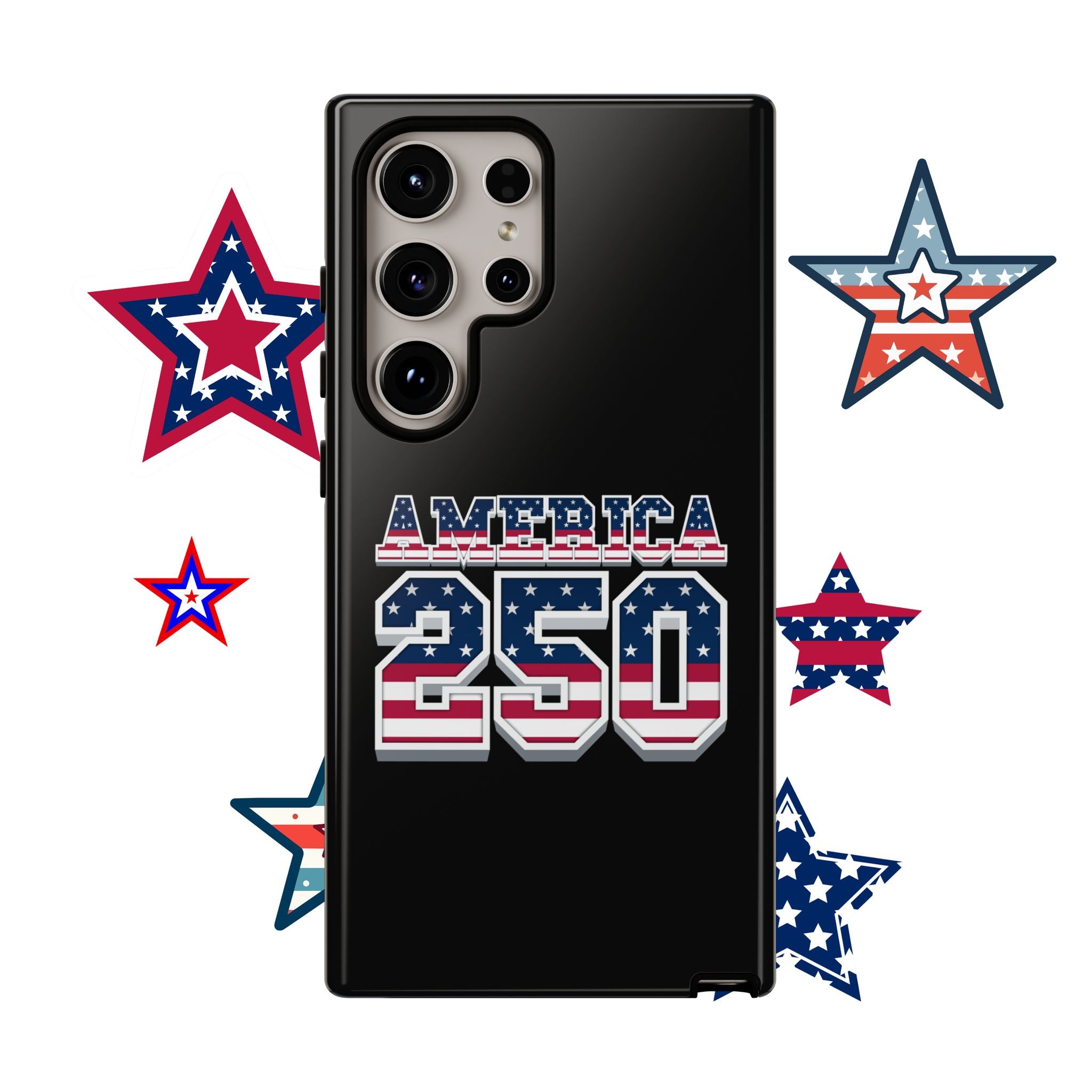 BLACK America250 Phone Case — Patriotic USA Flag Design