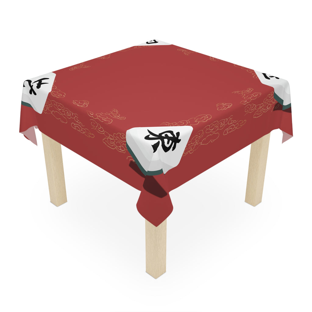 Mahjong Tile Red Tablecloth - Chinese New Year Decorative Table Cover