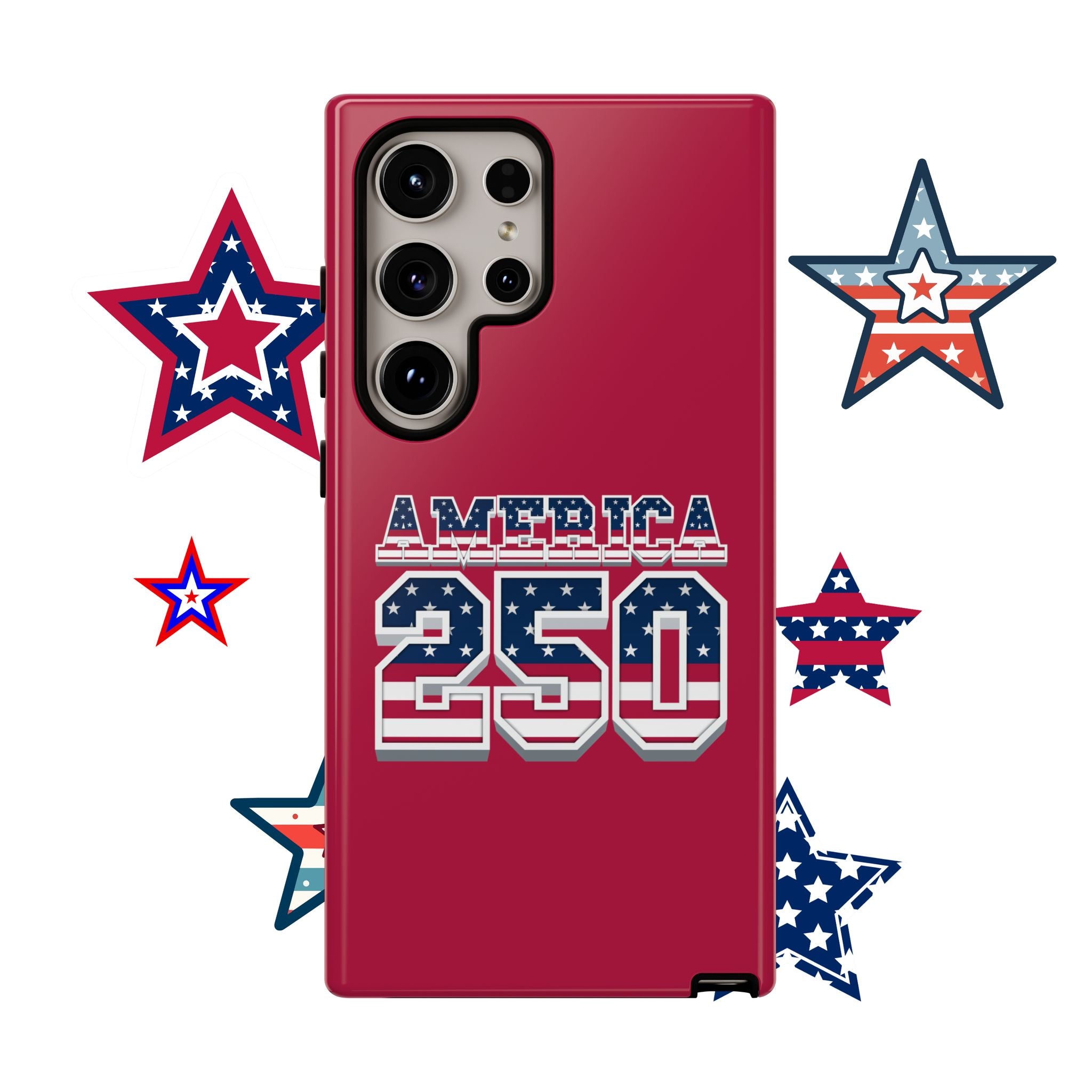 RED America250 Phone Case — Patriotic USA Flag Design
