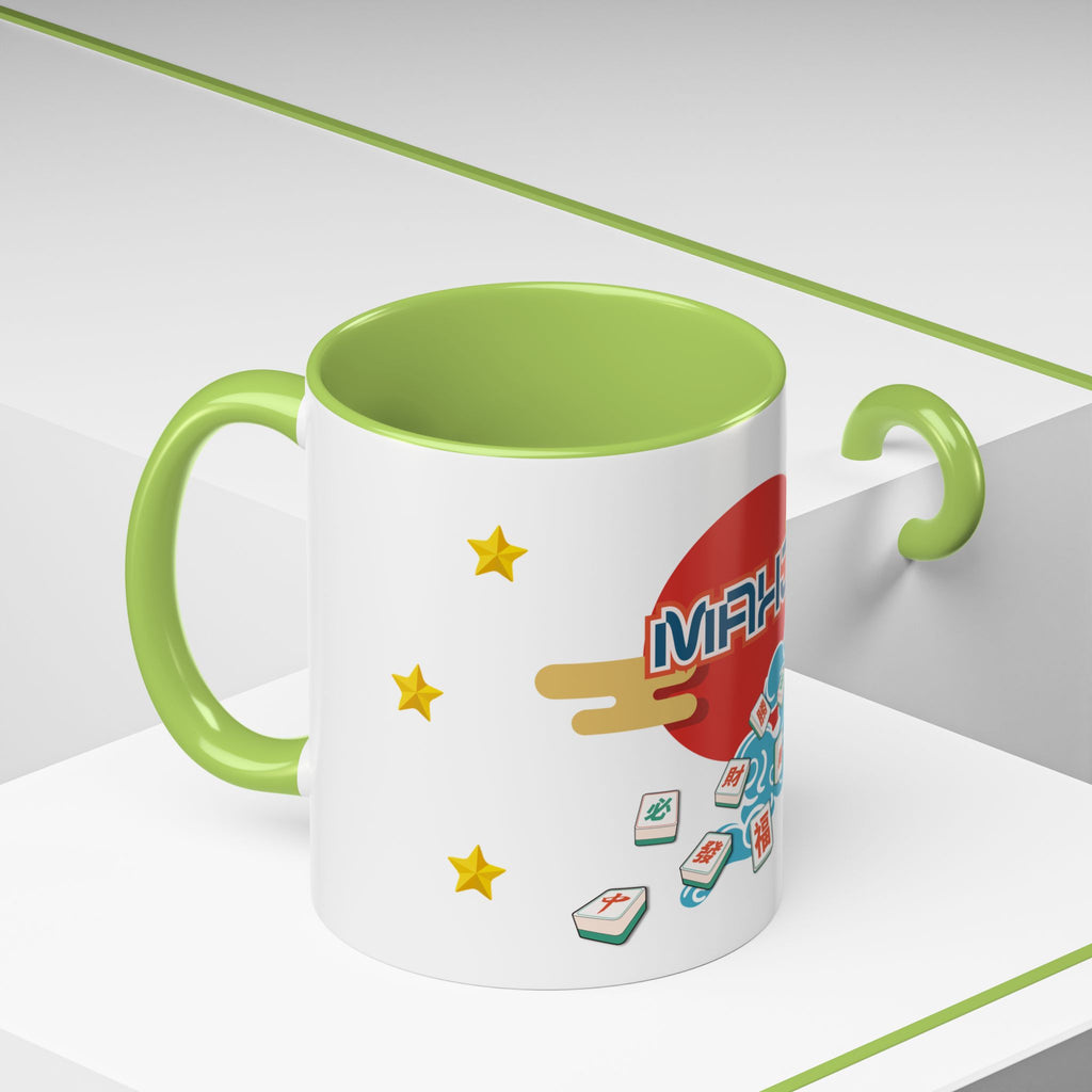 Mahjong Accent Coffee Mug — Retro Sun & Wave Mahjong Tiles Design (11/15oz)