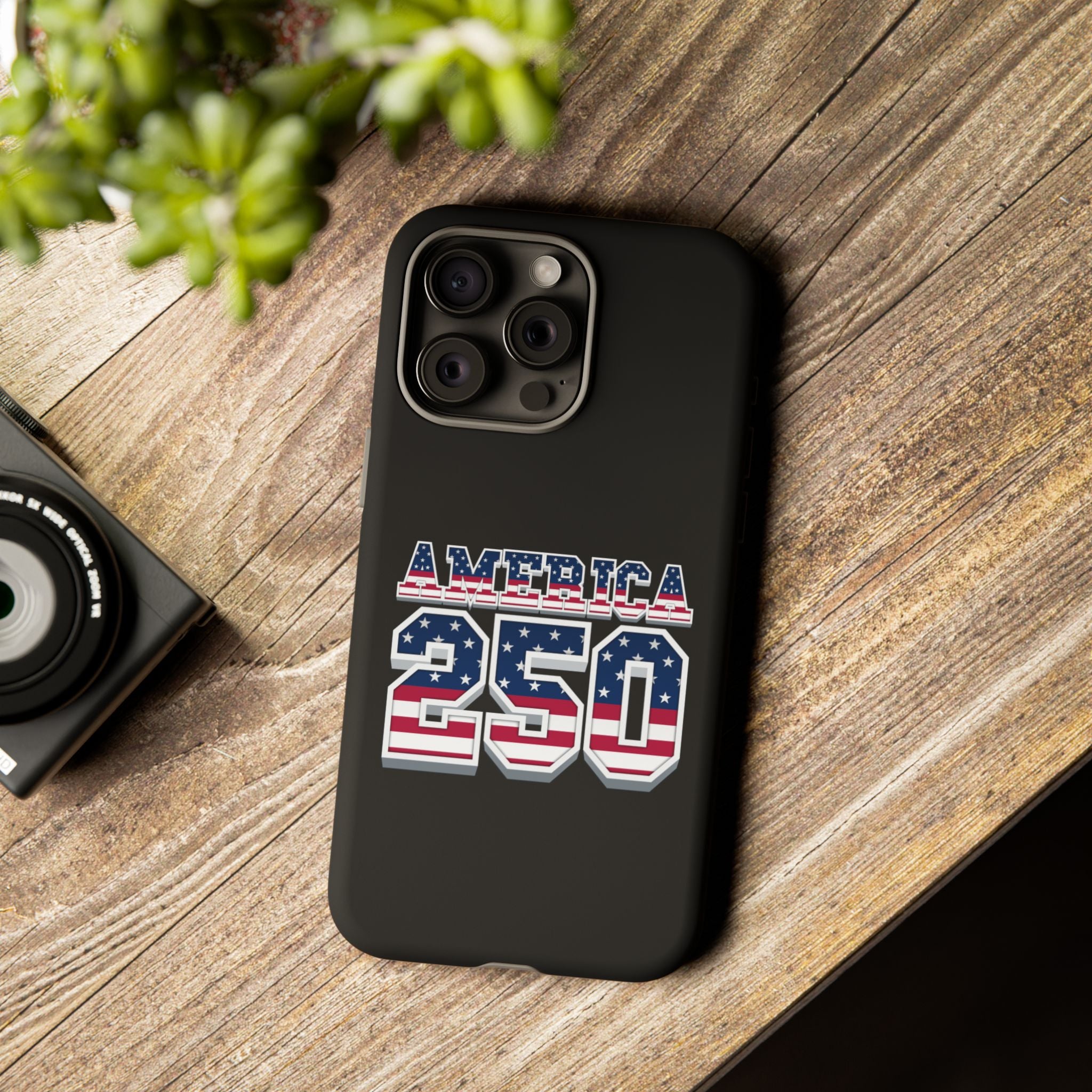 BLACK America250 Phone Case — Patriotic USA Flag Design