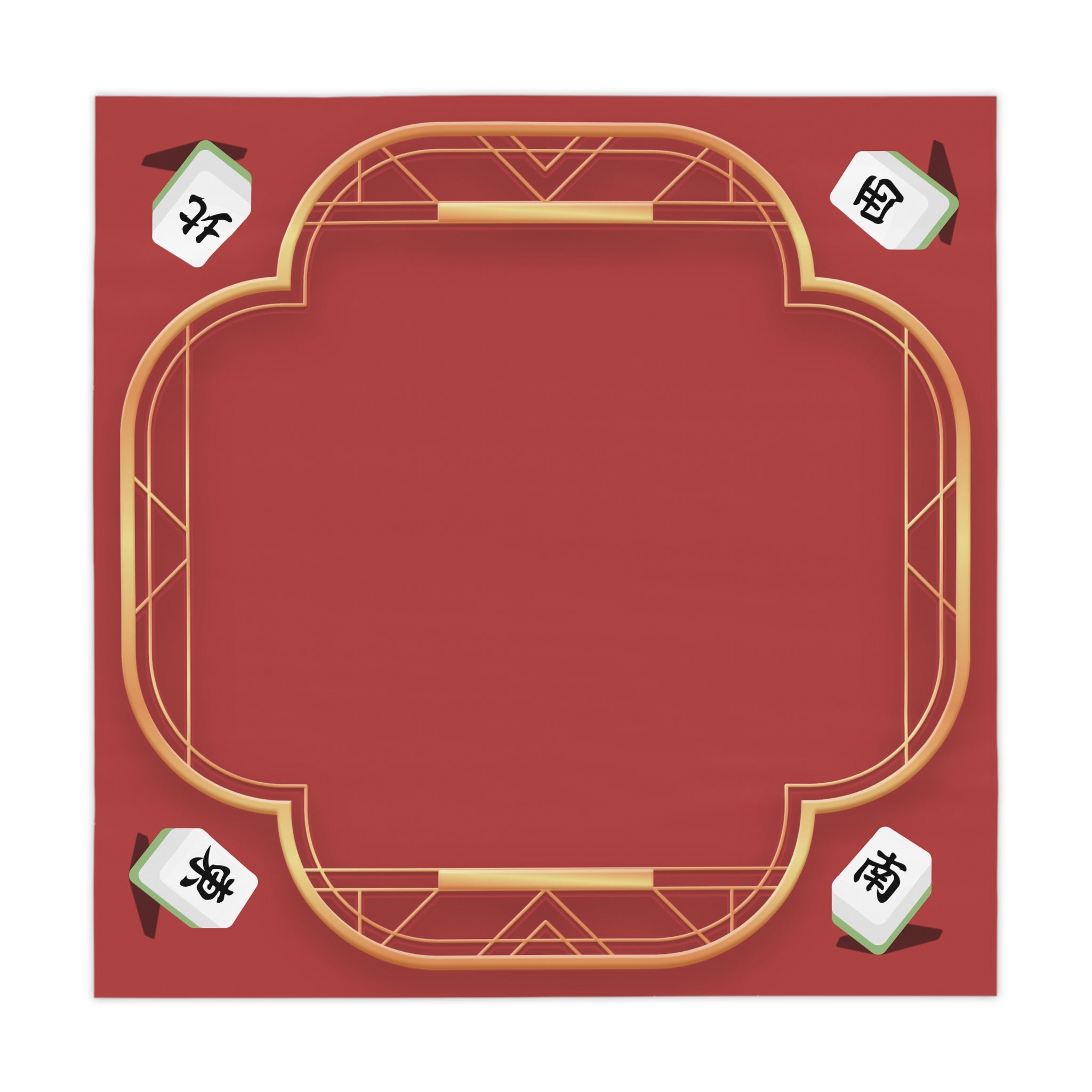 Mahjong Red Tablecloth — Elegant Gold-Trimmed Game Table Cover