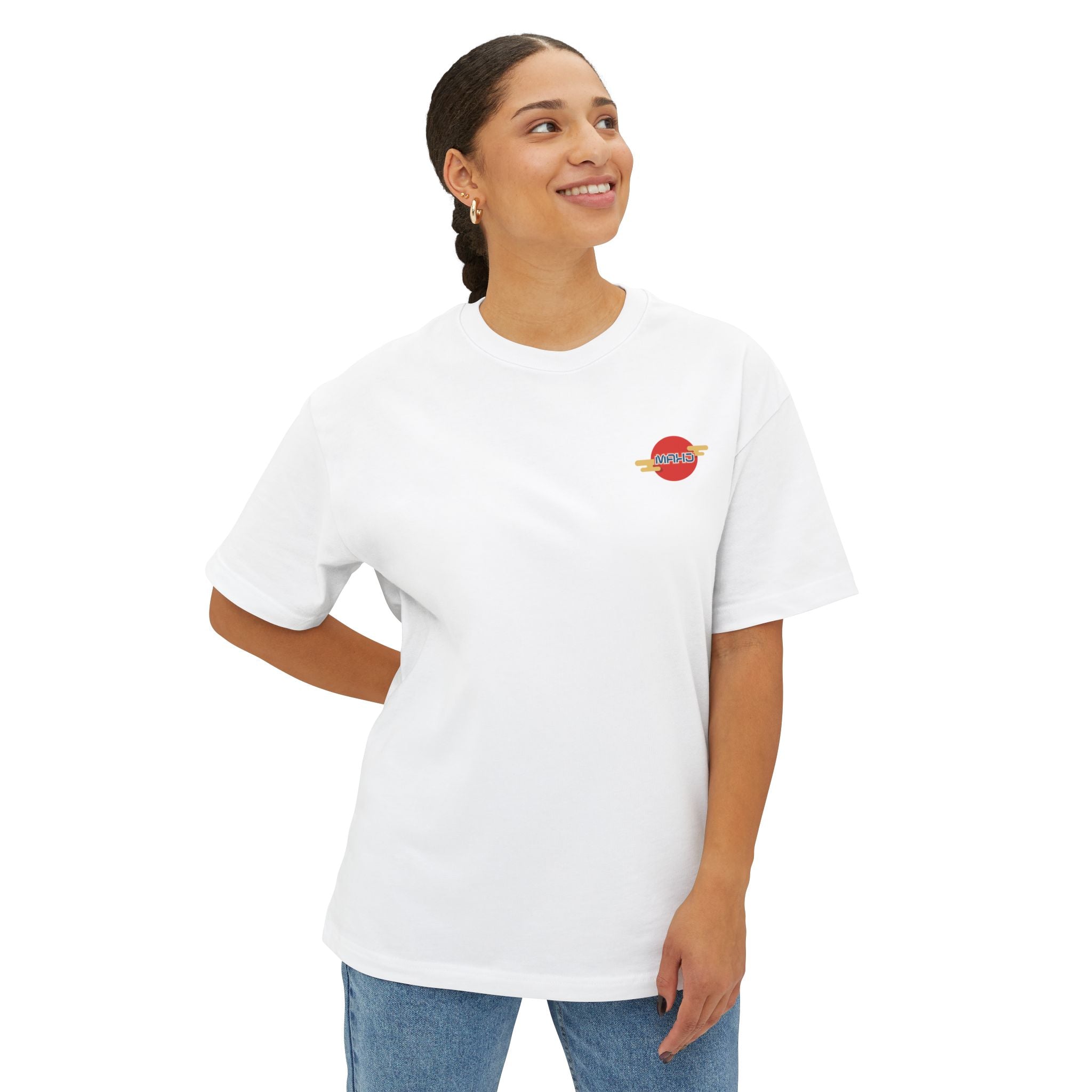 Mahjong Wave Graphic Tee — Retro Sun Mahjong Tiles Oversized T-Shirt