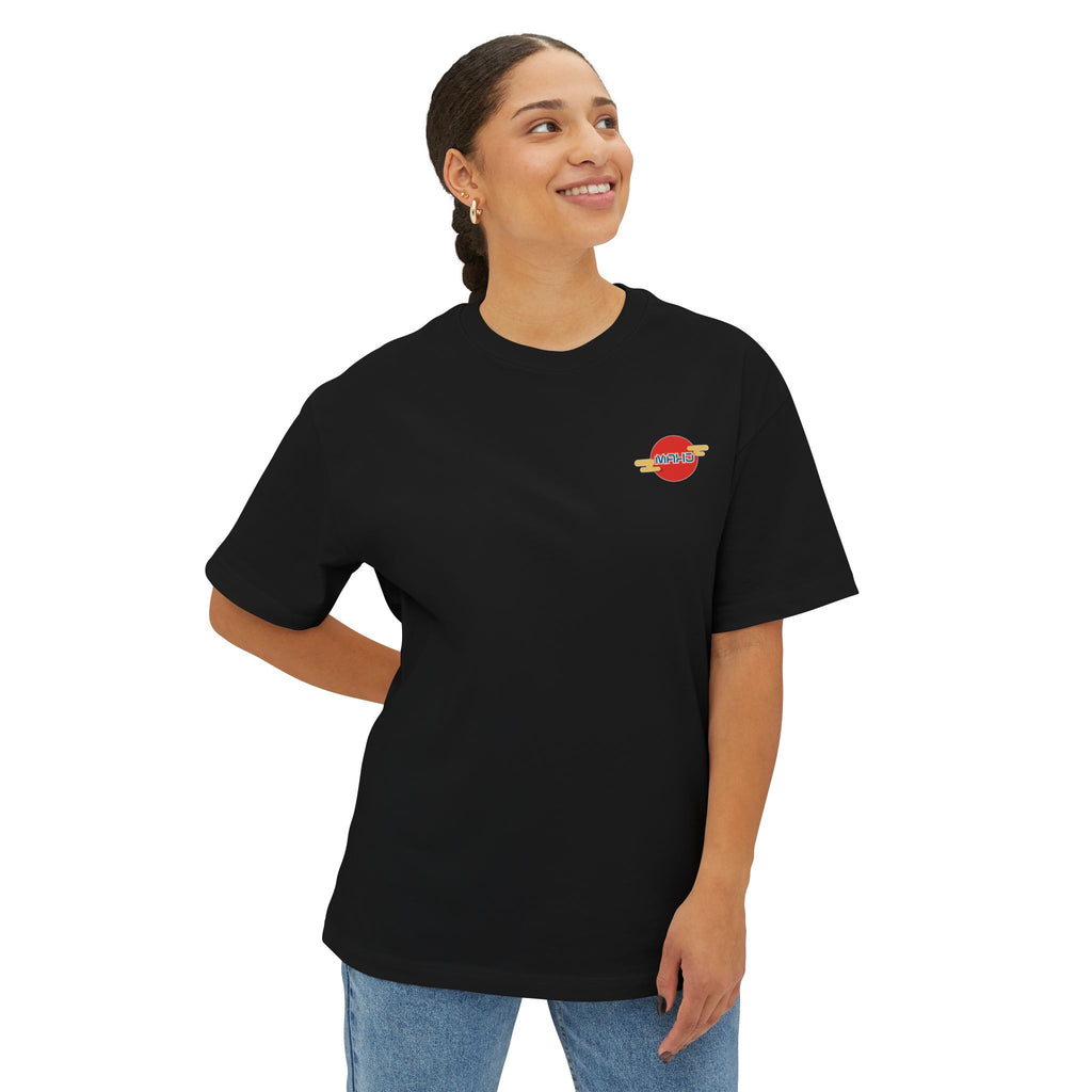 Mahjong Wave Graphic Tee — Retro Sun Mahjong Tiles Oversized T-Shirt