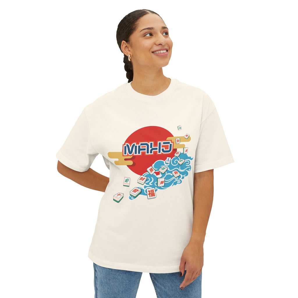 Mahjong Wave Tee with Front Graphic — Japanese-Inspired Mahjong Graphic T-Shirt