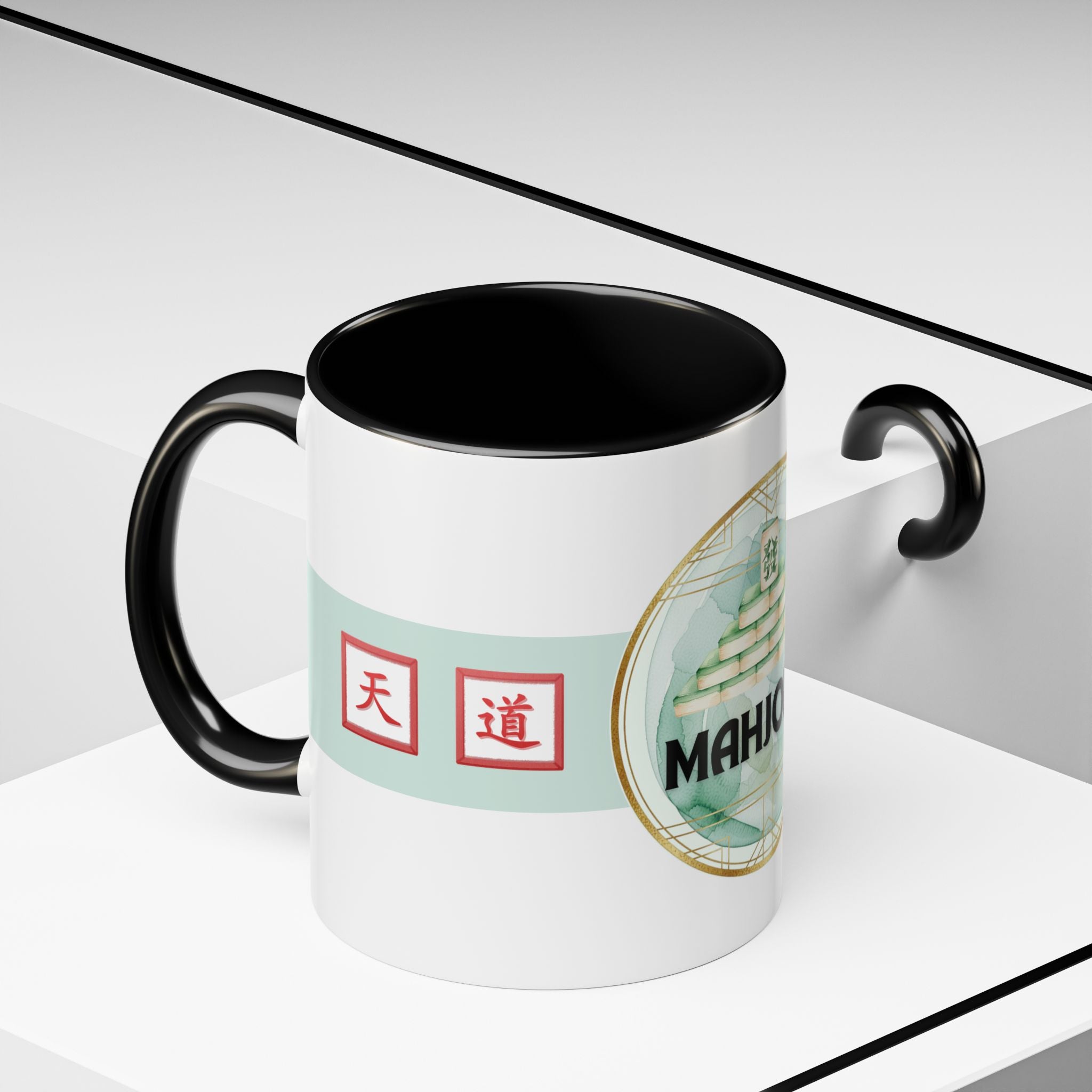 Mahjong Accent Coffee Mug – Ceramic Game Night Mug with Mahjong Tile Design (11/15oz)