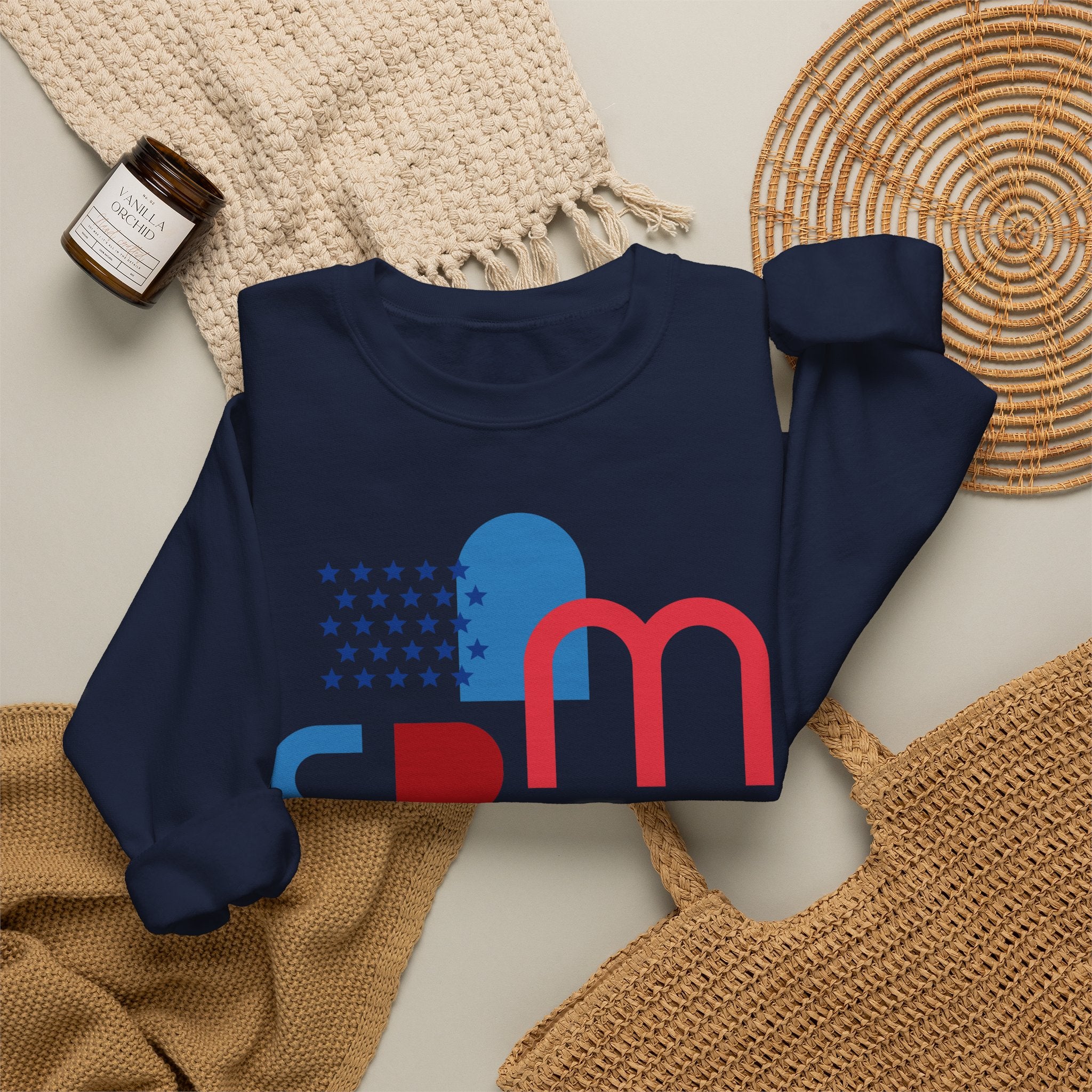 America Graphic Sweatshirt — Modern Red & Blue Design