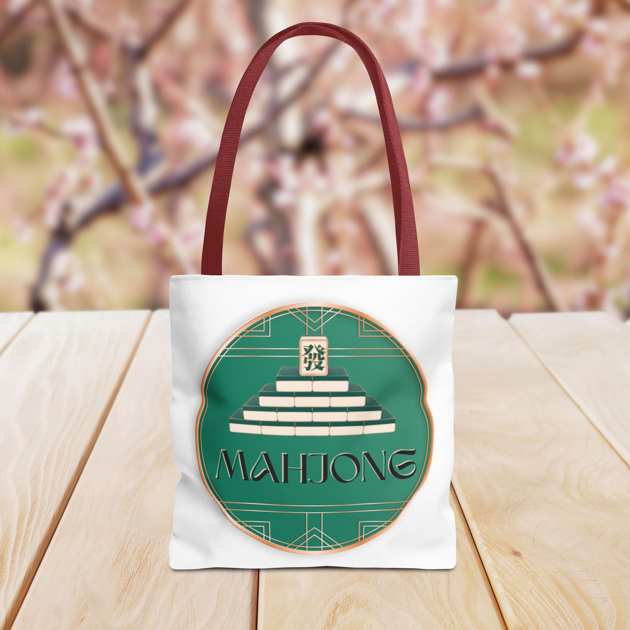 Mahjong Tote Bag — Vintage Green Mahjong Tile Design