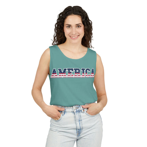 America 250 Tank Top — Vintage USA Flag Design