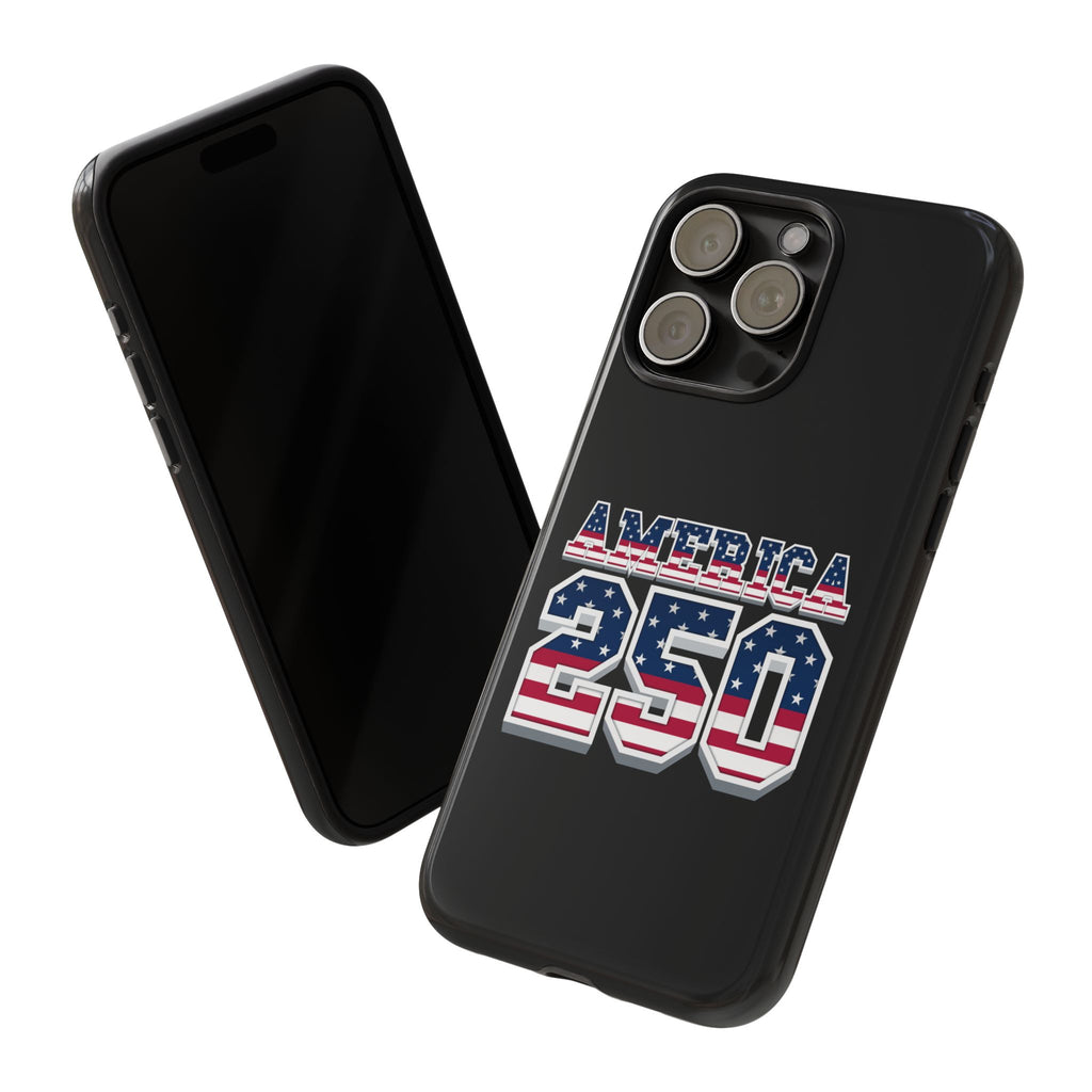 BLACK America250 Phone Case — Patriotic USA Flag Design