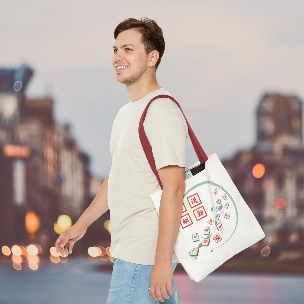 Mahjong Tiles Tote Bag — Zen Mahjong Design with Chinese Characters