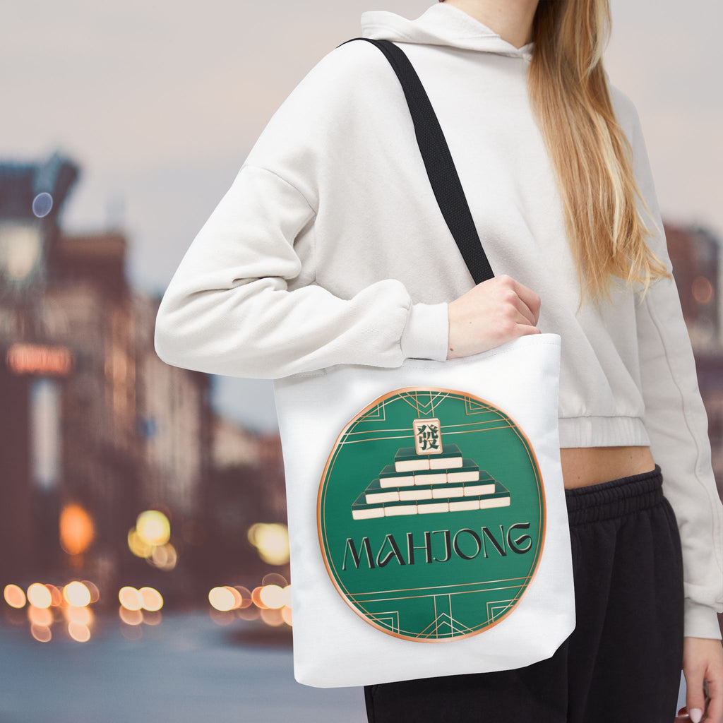 Mahjong Tote Bag — Vintage Green Mahjong Tile Design