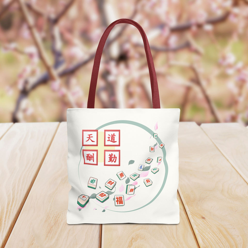 Mahjong Tiles Tote Bag — Zen Mahjong Design with Chinese Characters
