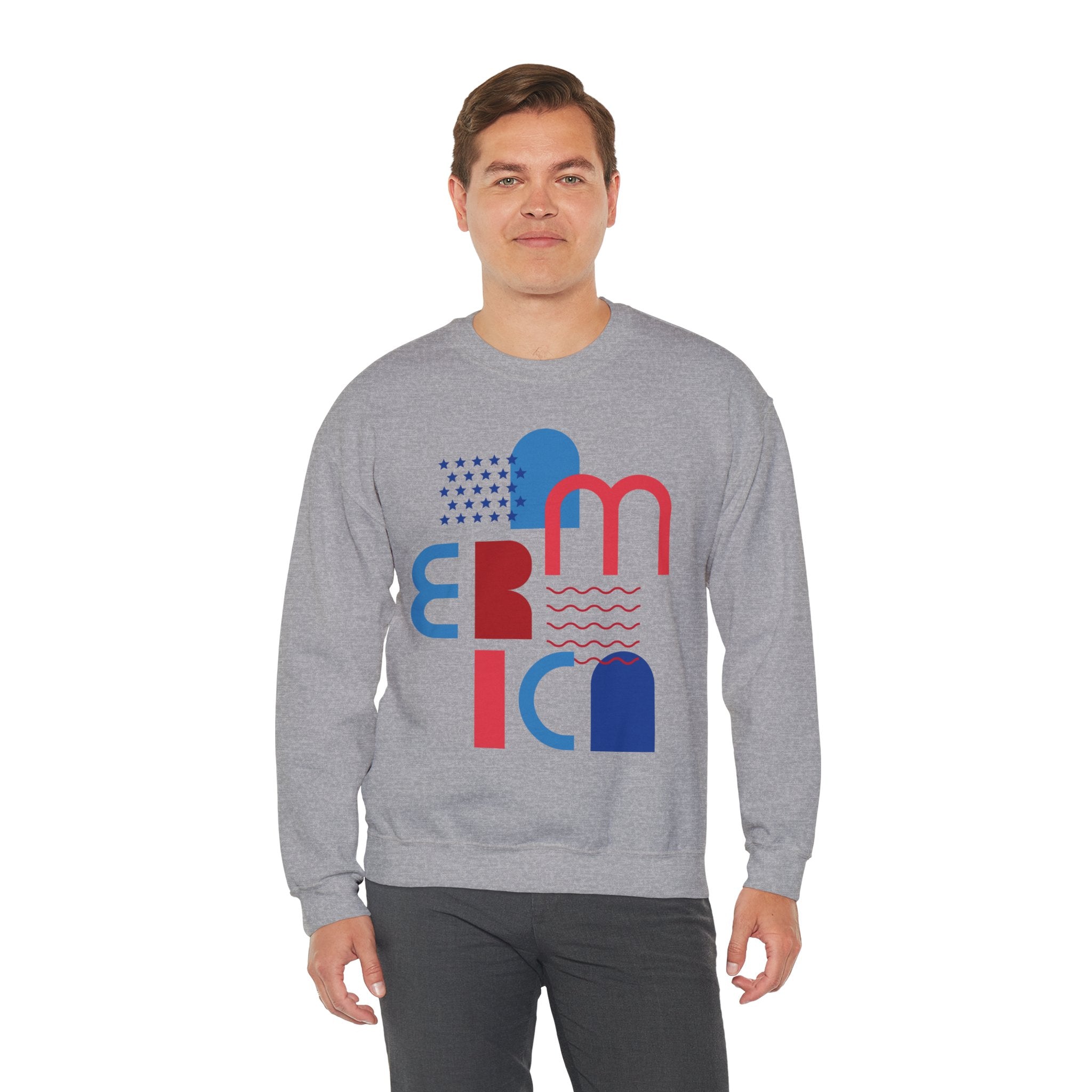 America Graphic Sweatshirt — Modern Red & Blue Design
