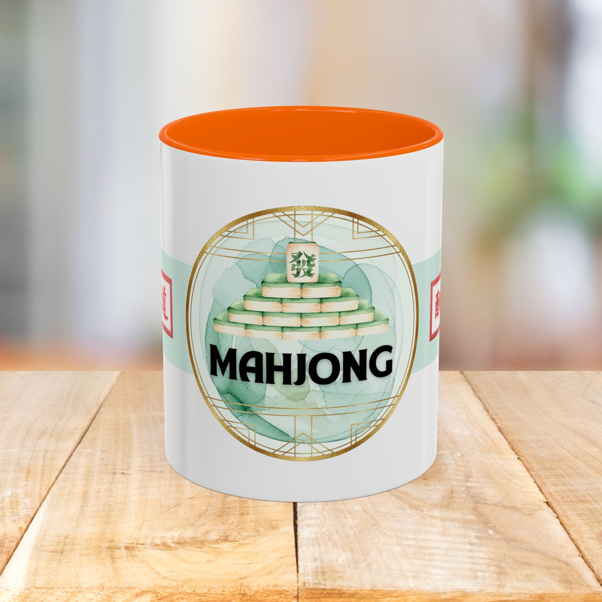 Mahjong Accent Coffee Mug – Ceramic Game Night Mug with Mahjong Tile Design (11/15oz)