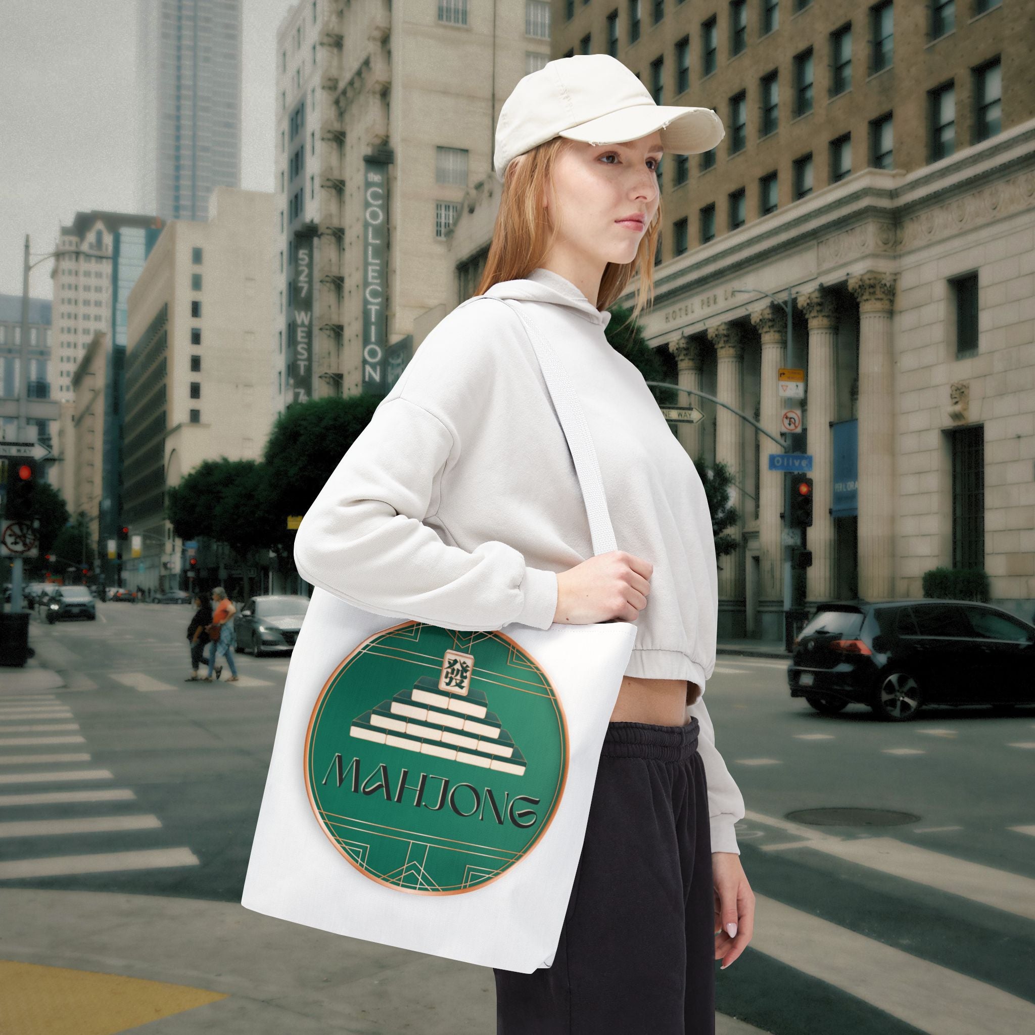 Mahjong Tote Bag — Vintage Green Mahjong Tile Design