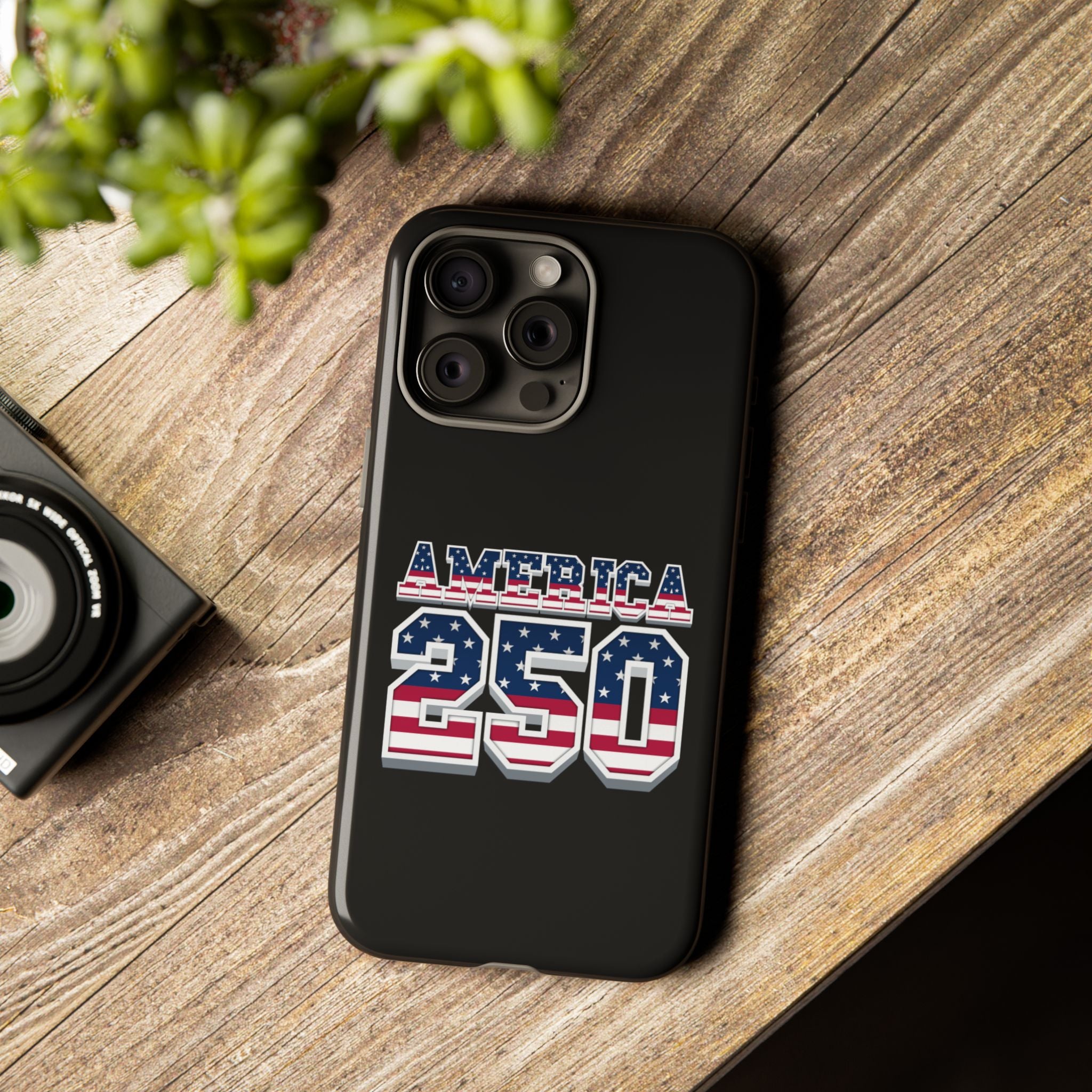 BLACK America250 Phone Case — Patriotic USA Flag Design