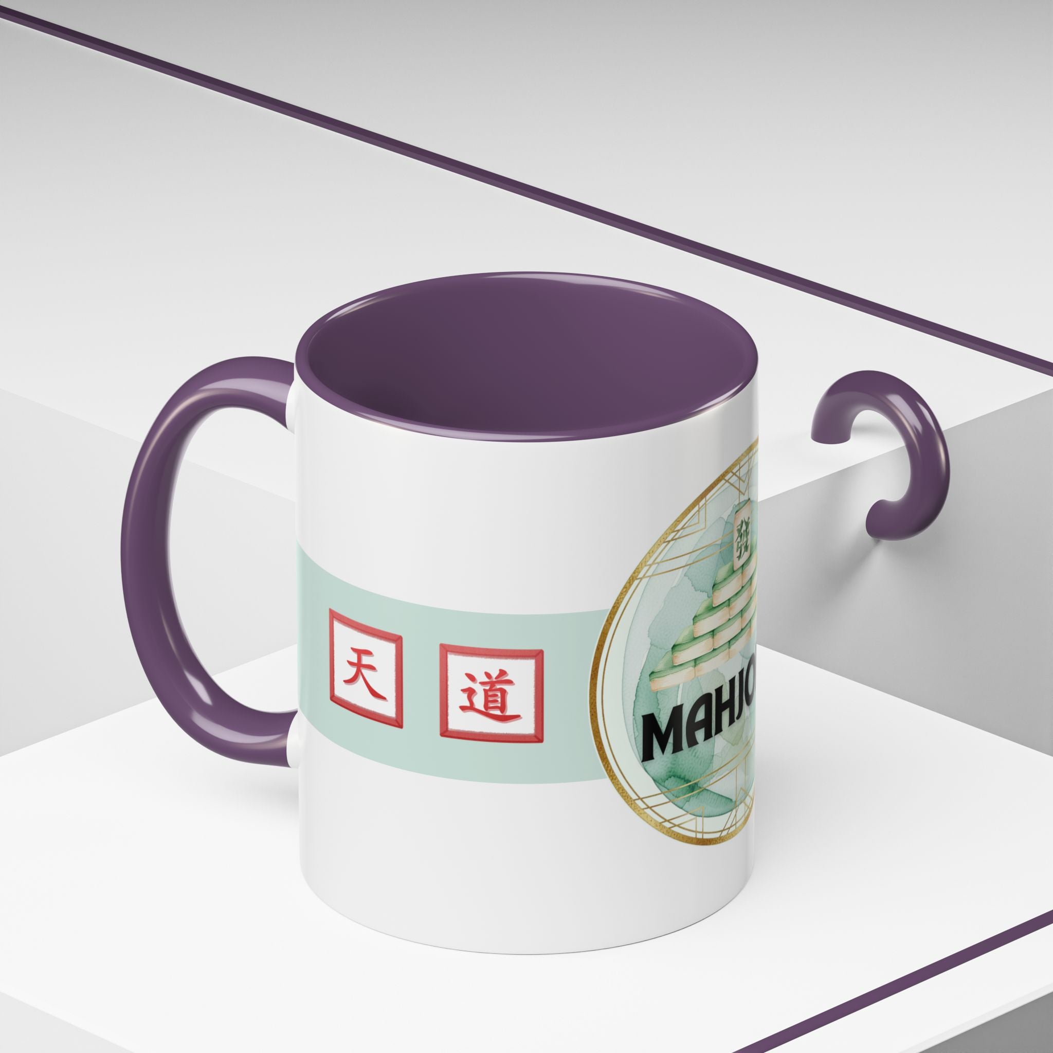 Mahjong Accent Coffee Mug – Ceramic Game Night Mug with Mahjong Tile Design (11/15oz)