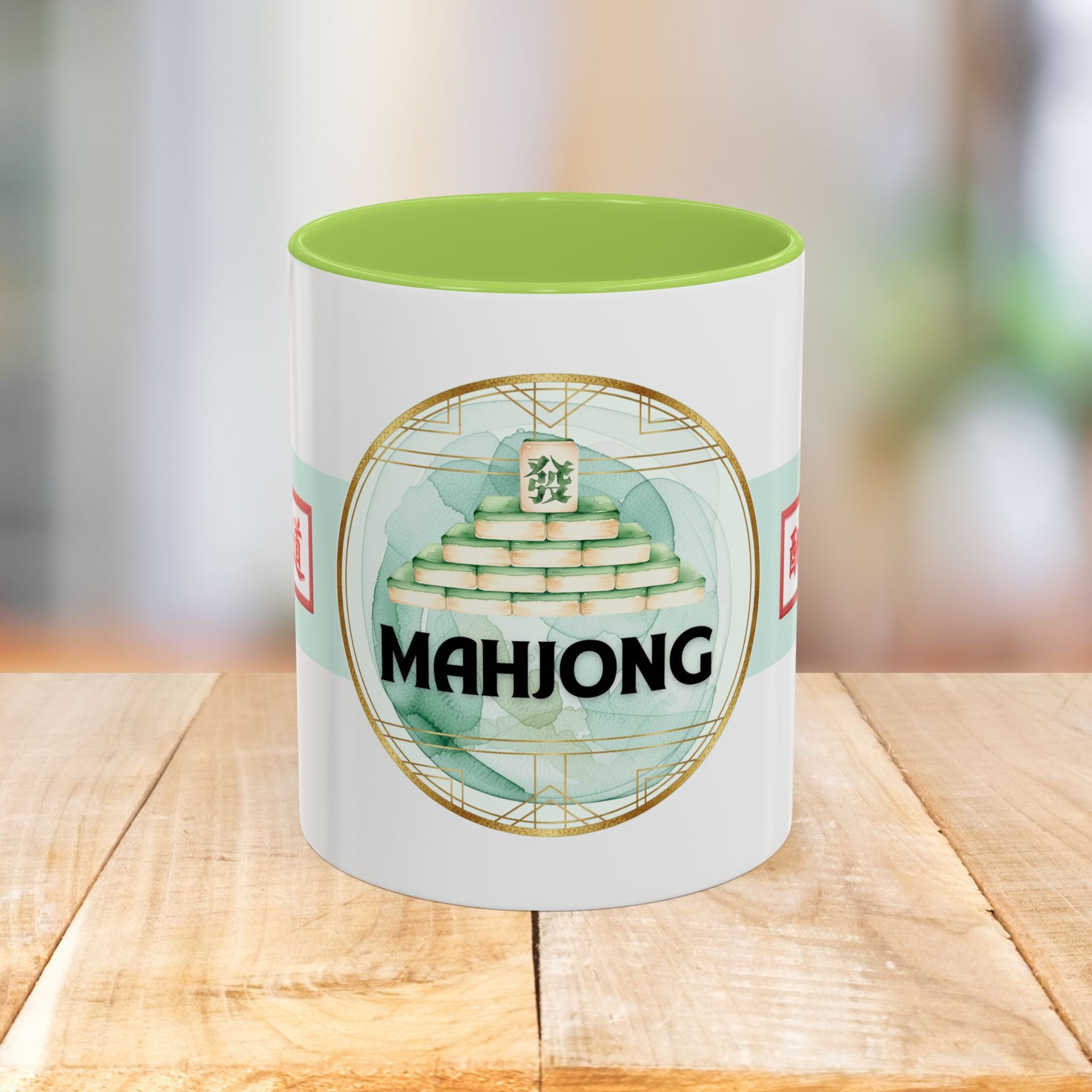 Mahjong Accent Coffee Mug – Ceramic Game Night Mug with Mahjong Tile Design (11/15oz)