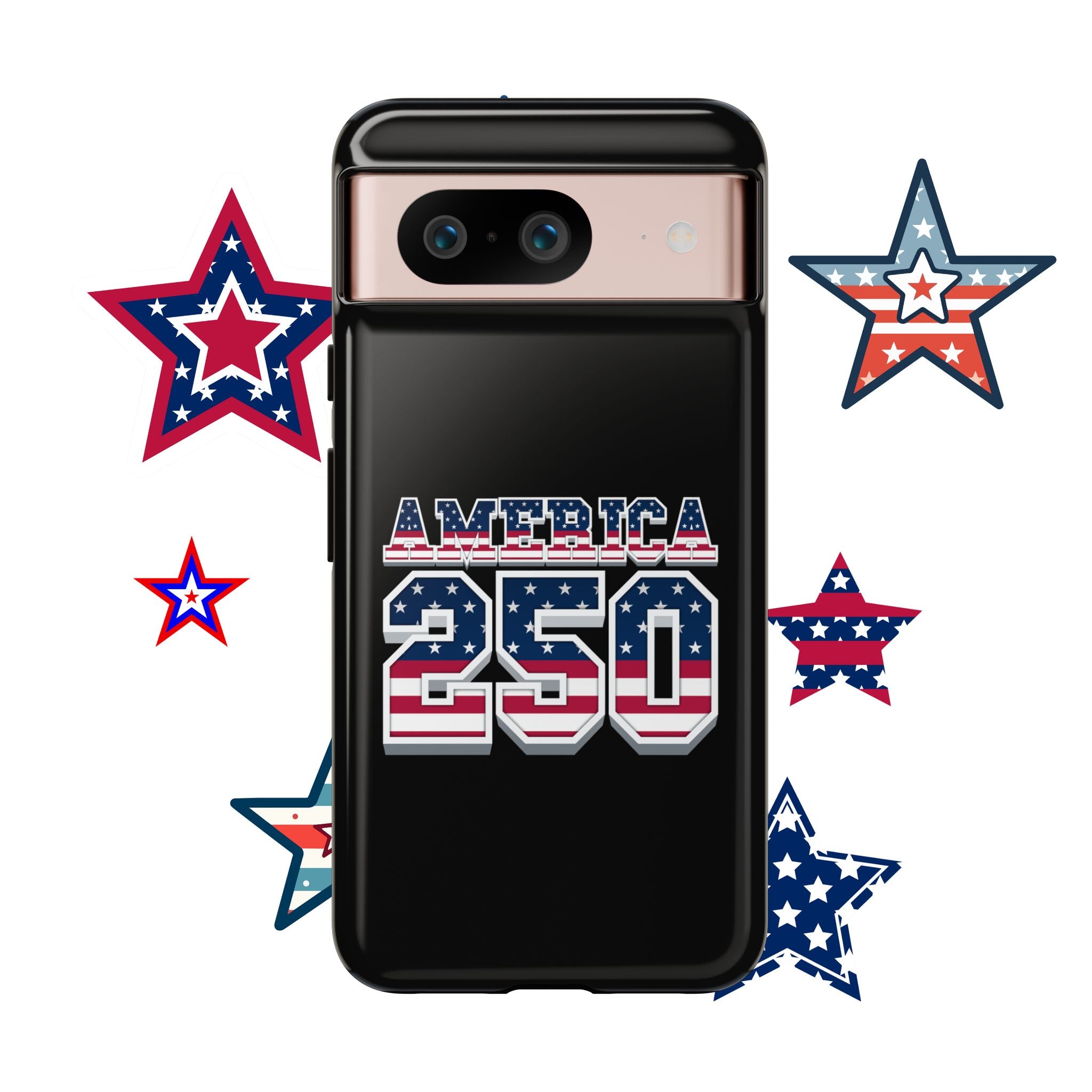 BLACK America250 Phone Case — Patriotic USA Flag Design