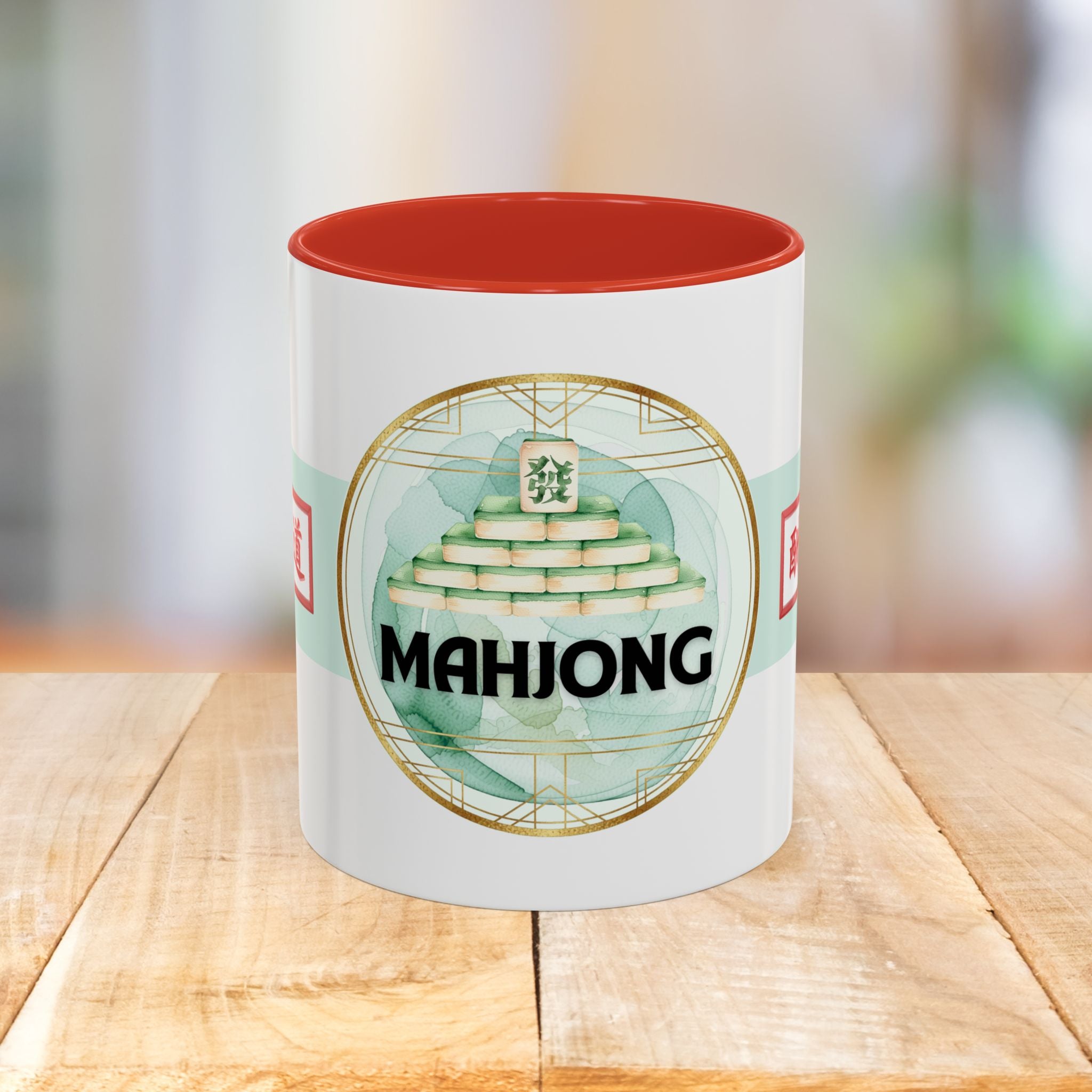 Mahjong Accent Coffee Mug – Ceramic Game Night Mug with Mahjong Tile Design (11/15oz)
