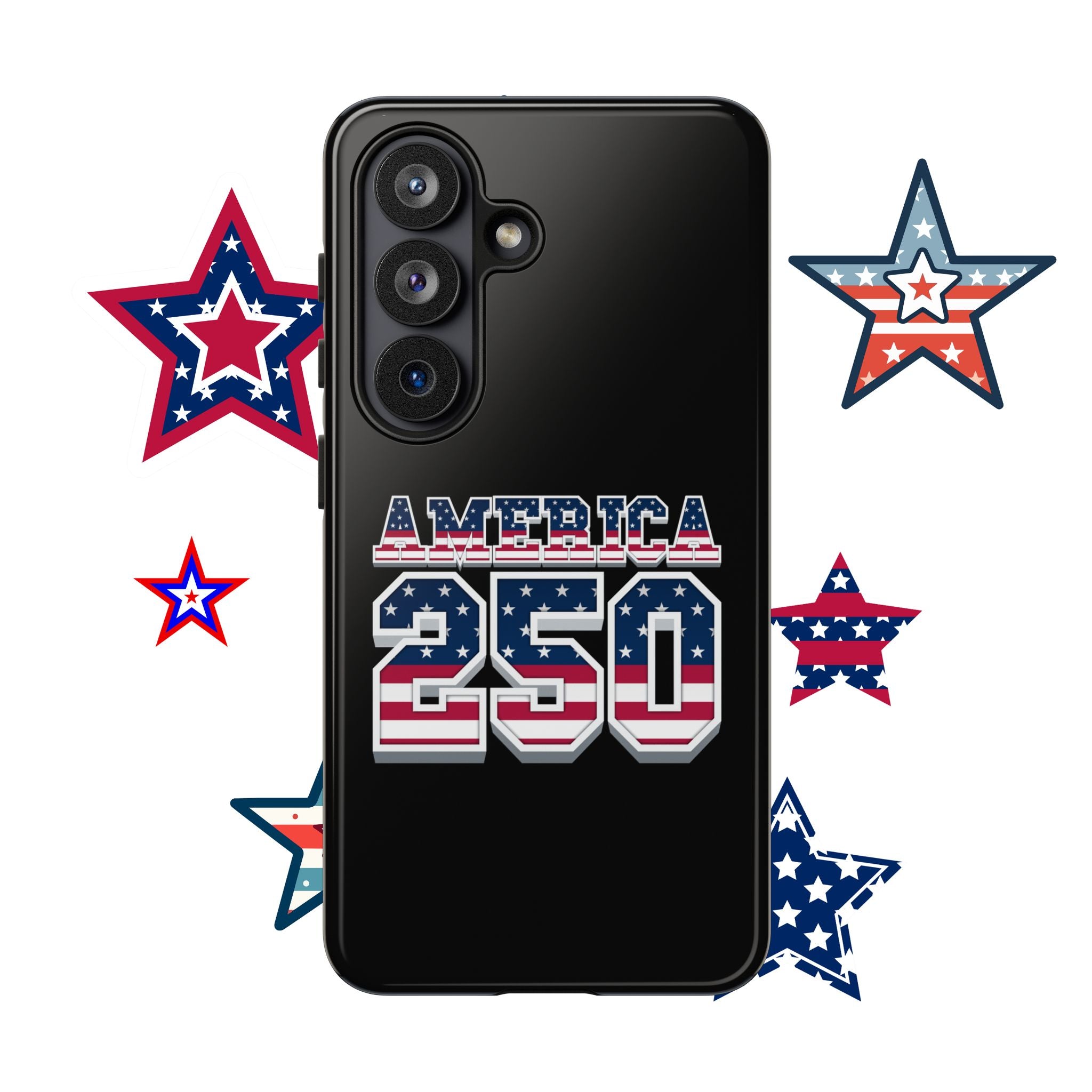 BLACK America250 Phone Case — Patriotic USA Flag Design