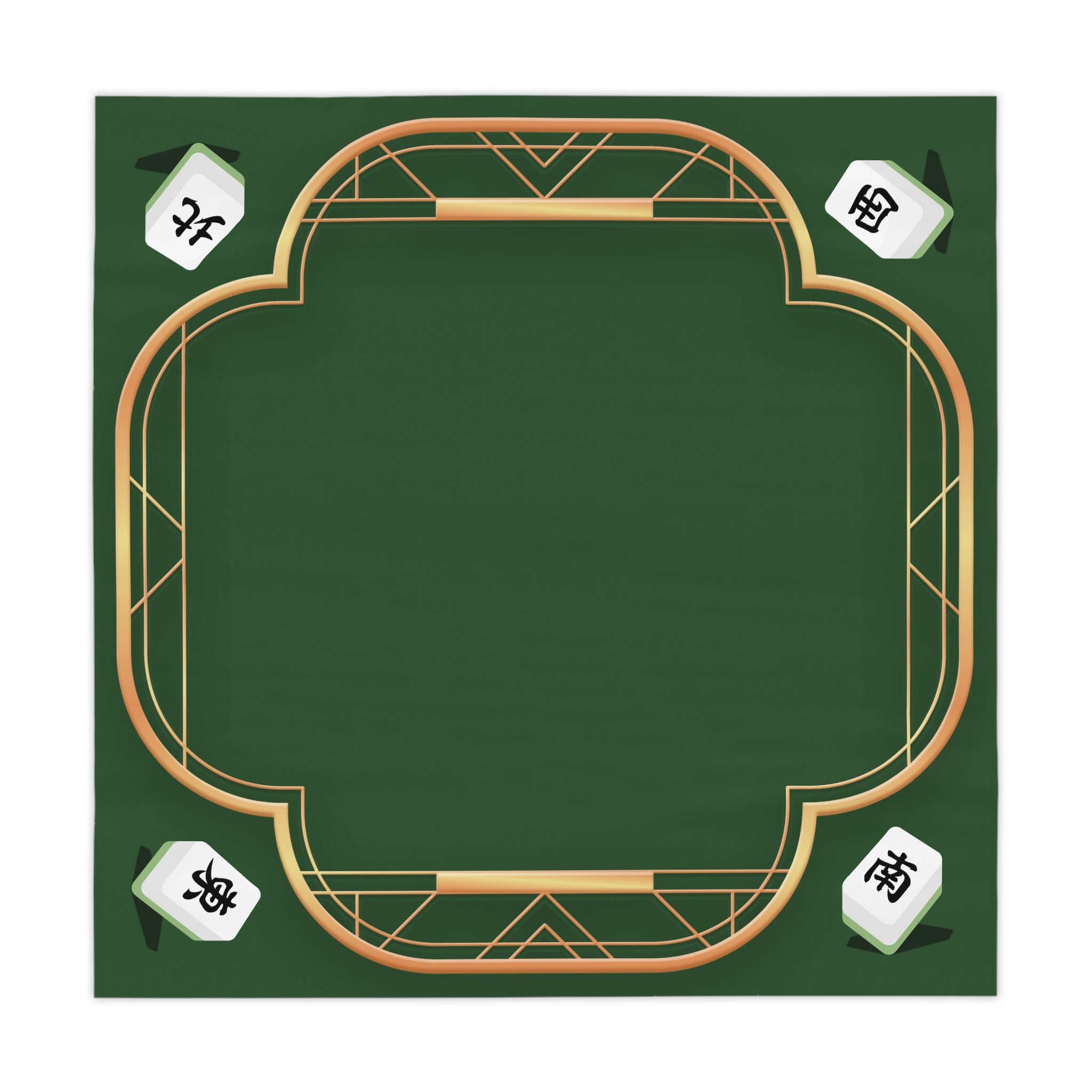 Mahjong Night Tablecloth — Green Asian-Inspired Game Table Cover