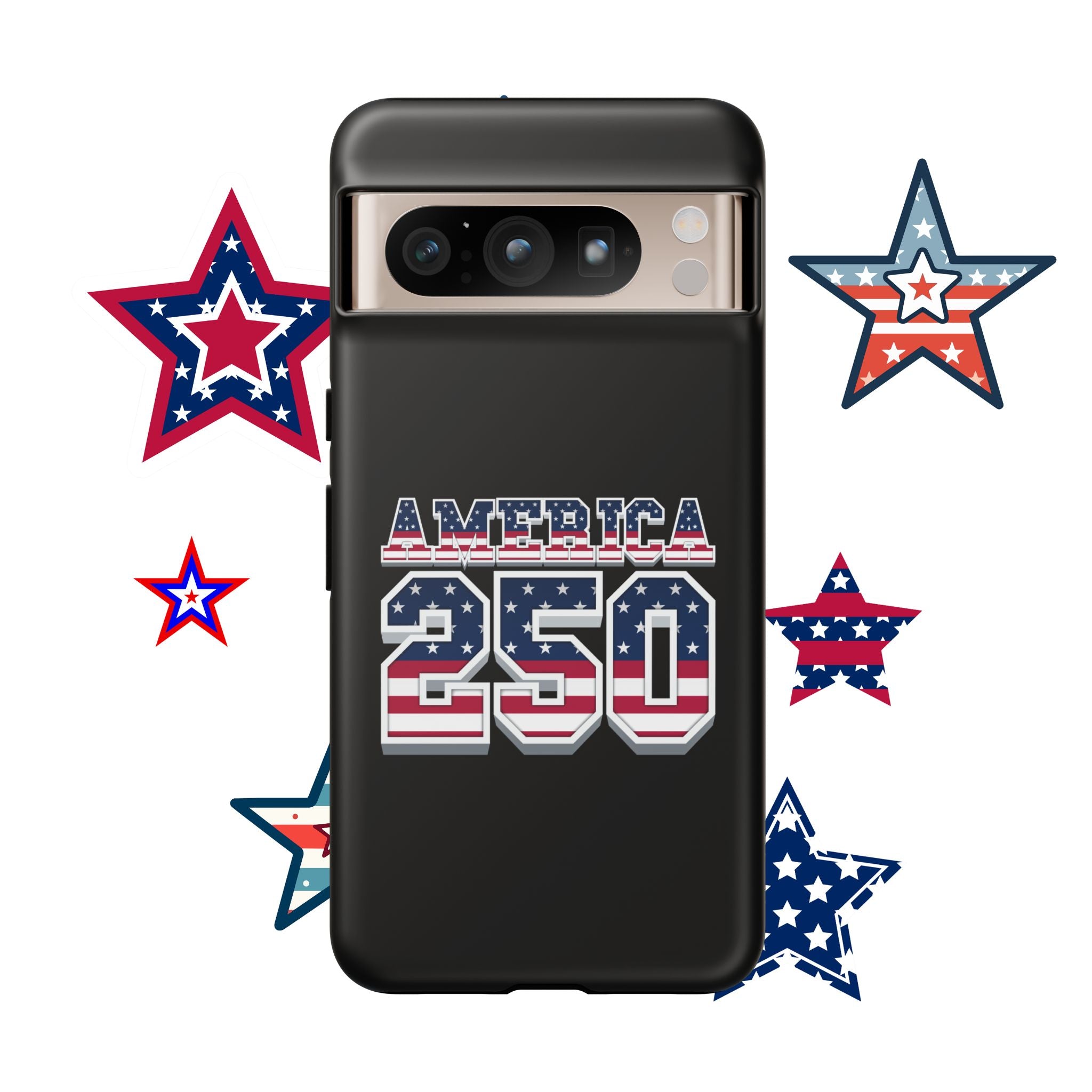 BLACK America250 Phone Case — Patriotic USA Flag Design