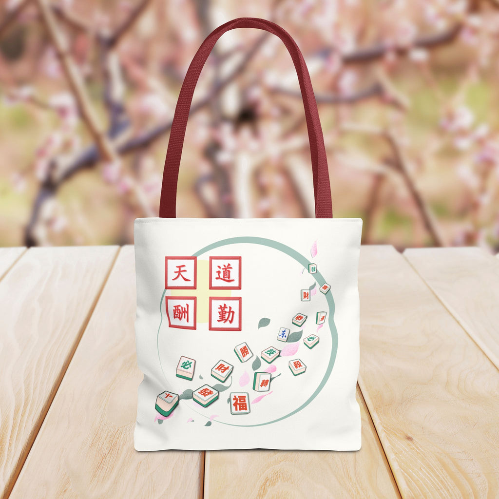 Mahjong Tiles Tote Bag — Zen Mahjong Design with Chinese Characters