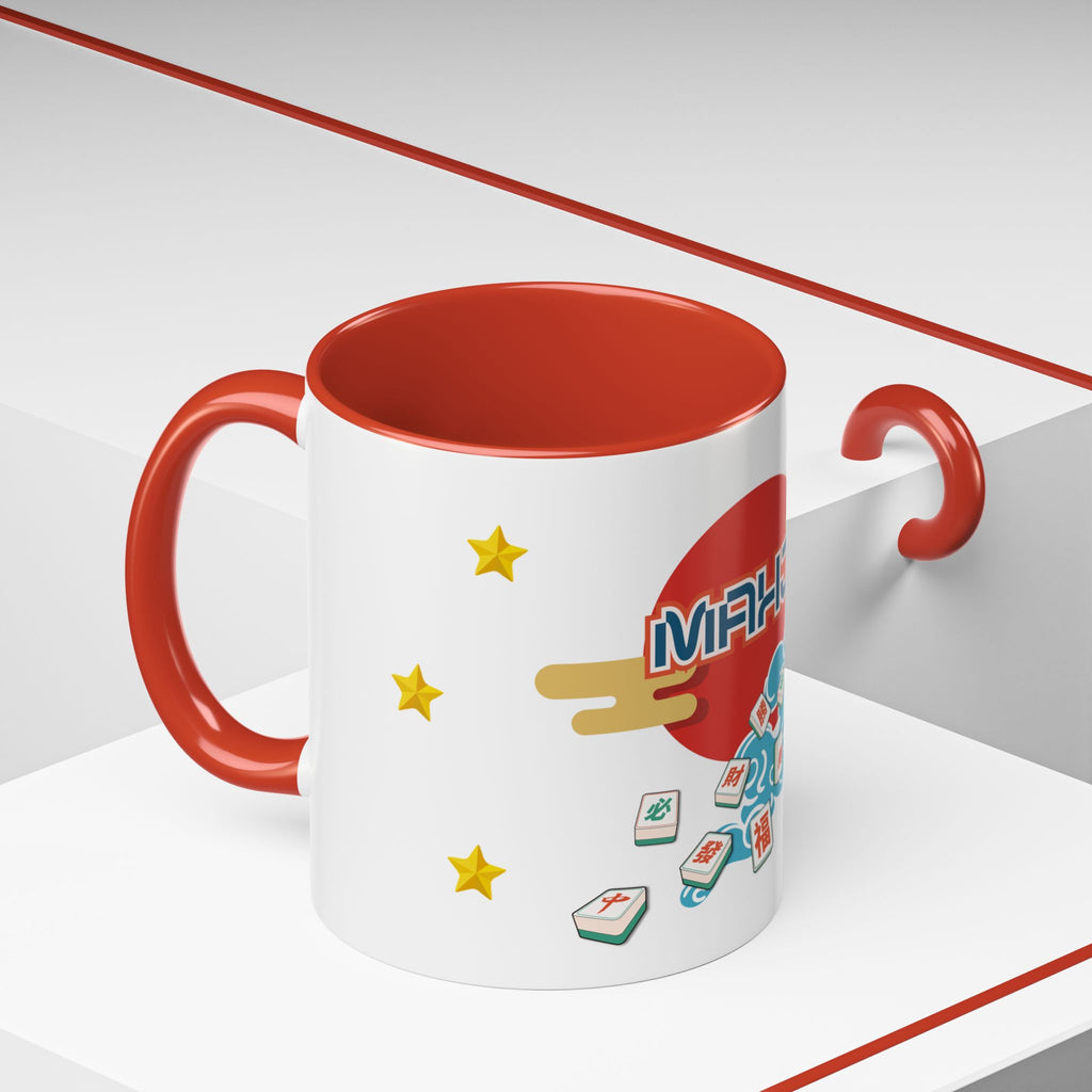 Mahjong Accent Coffee Mug — Retro Sun & Wave Mahjong Tiles Design (11/15oz)