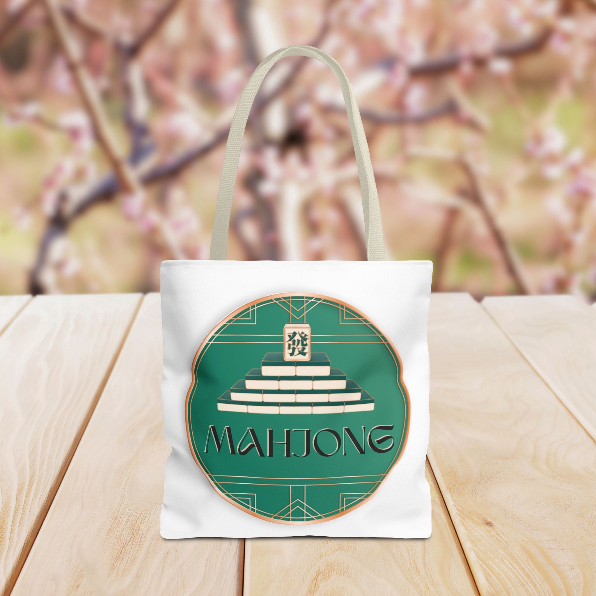 Mahjong Tote Bag — Vintage Green Mahjong Tile Design
