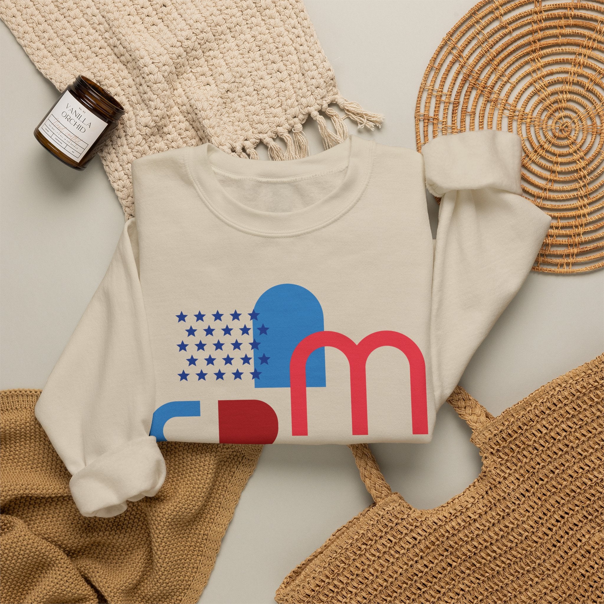 America Graphic Sweatshirt — Modern Red & Blue Design