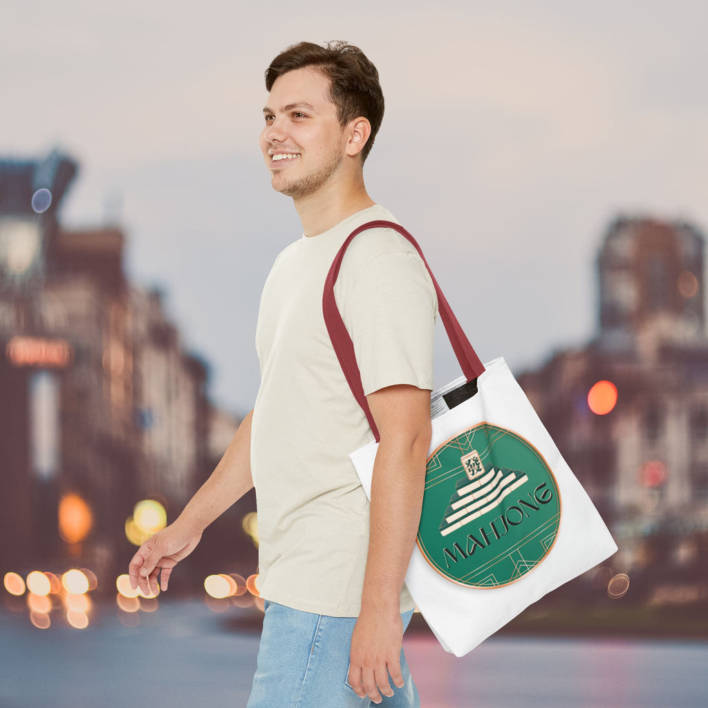 Mahjong Tote Bag — Vintage Green Mahjong Tile Design