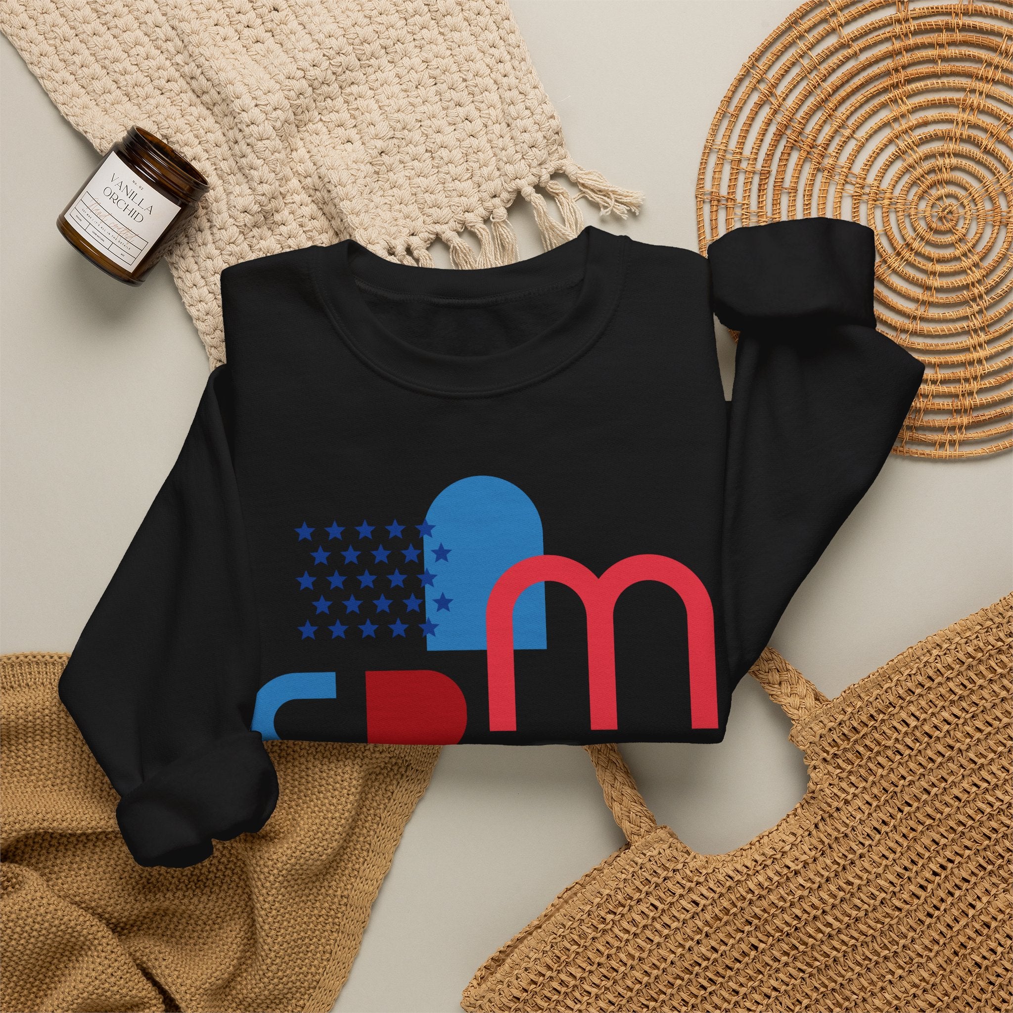 America Graphic Sweatshirt — Modern Red & Blue Design