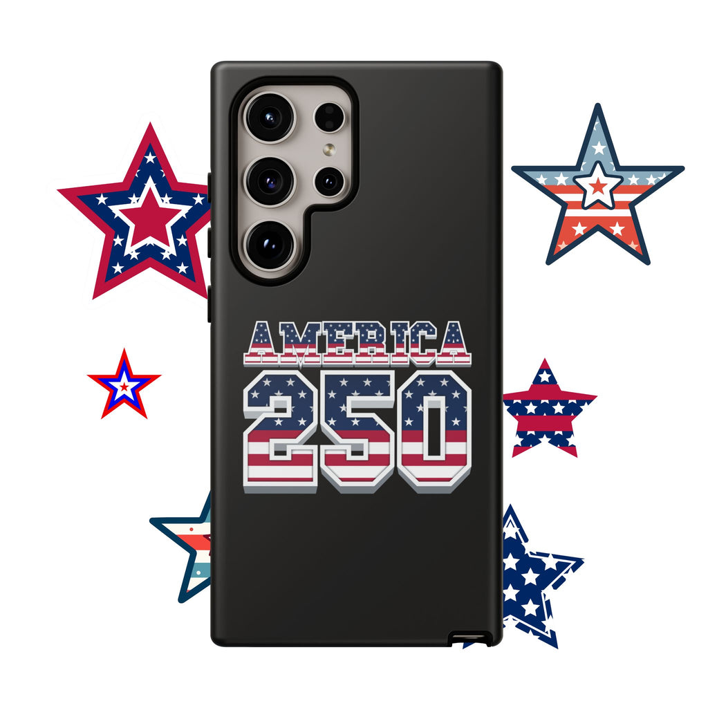 BLACK America250 Phone Case — Patriotic USA Flag Design