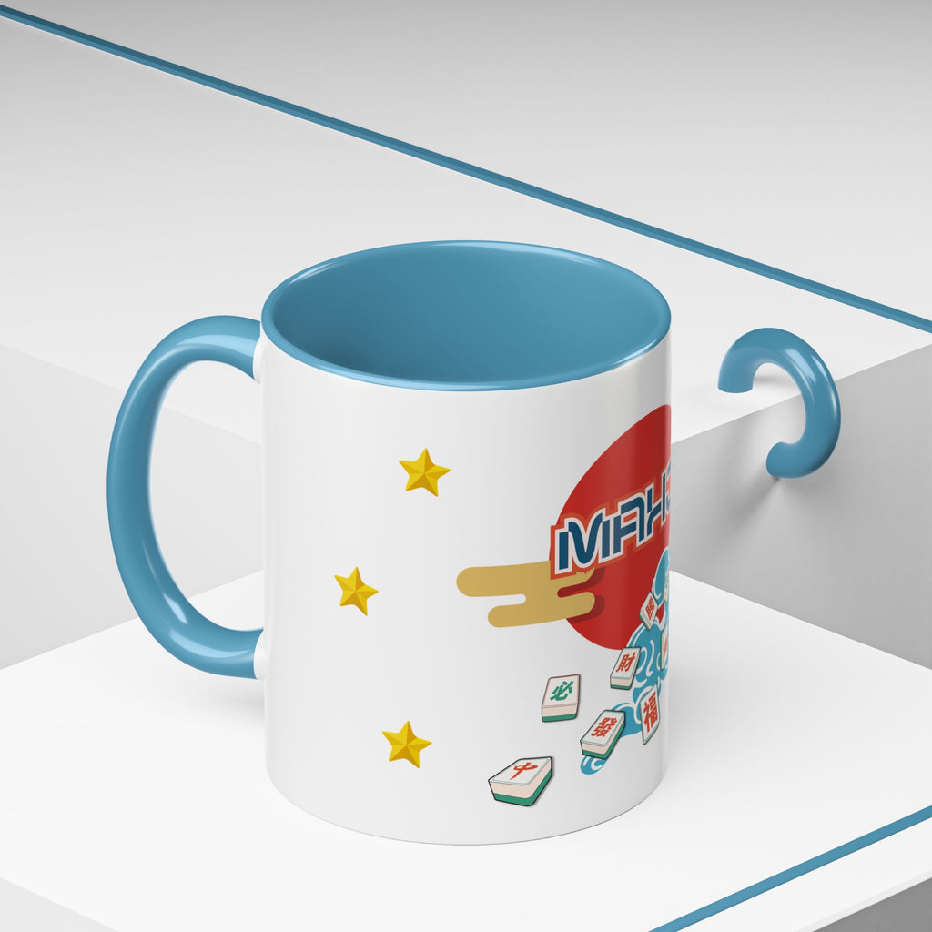 Mahjong Accent Coffee Mug — Retro Sun & Wave Mahjong Tiles Design (11/15oz)