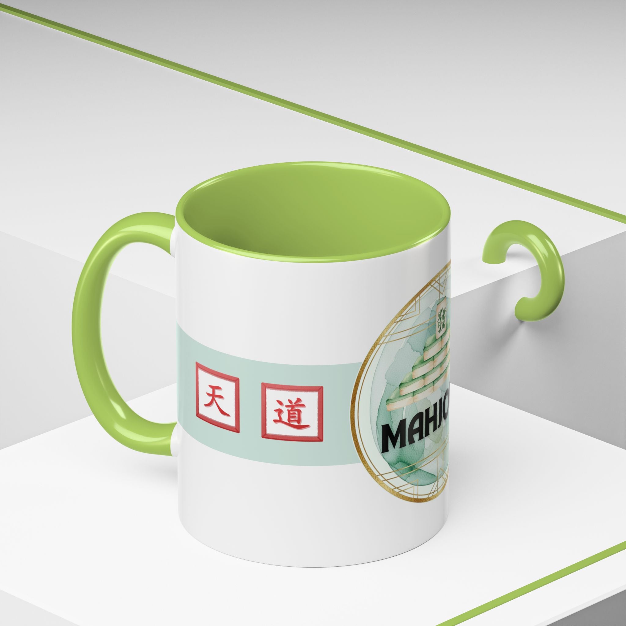 Mahjong Accent Coffee Mug – Ceramic Game Night Mug with Mahjong Tile Design (11/15oz)