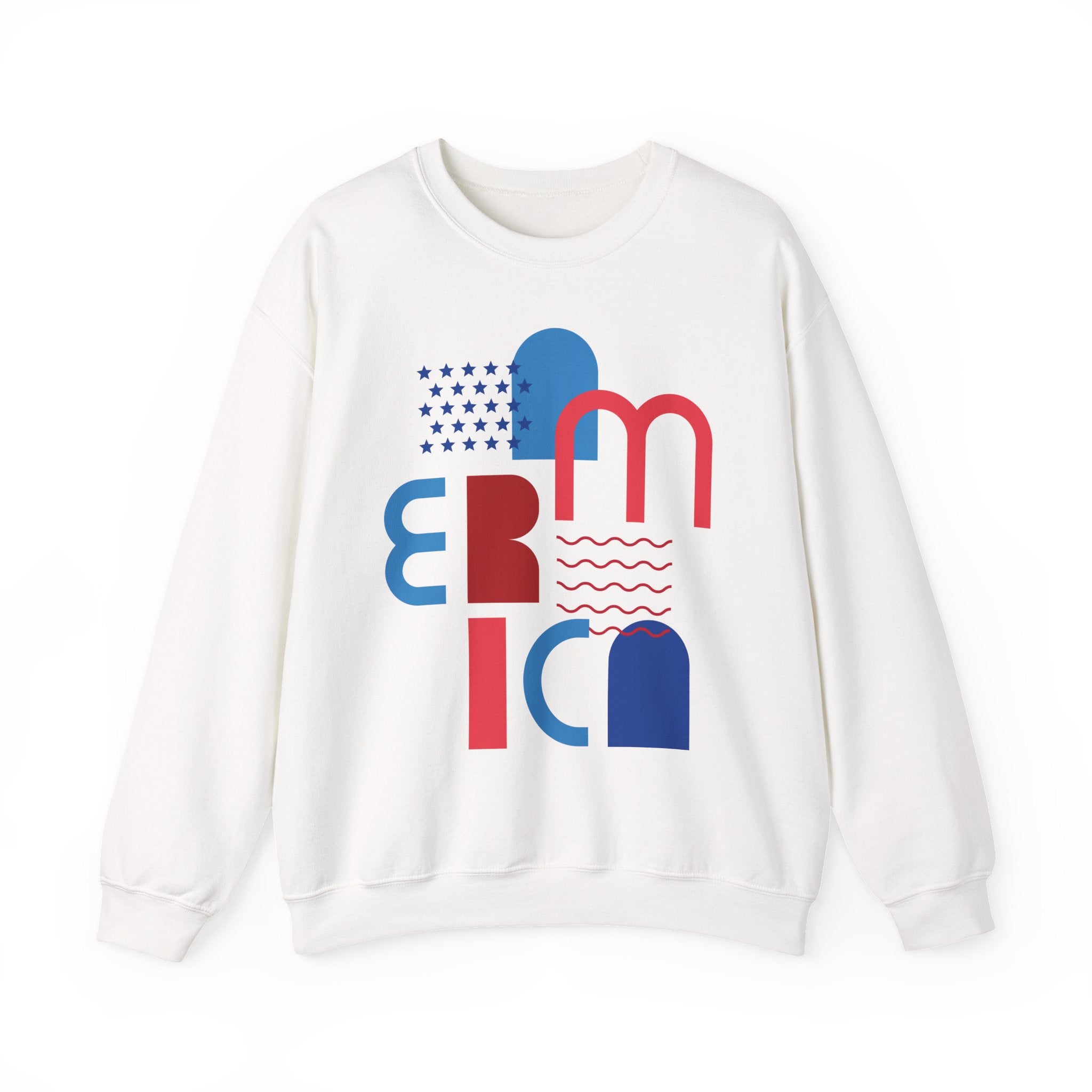 America Graphic Sweatshirt — Modern Red & Blue Design