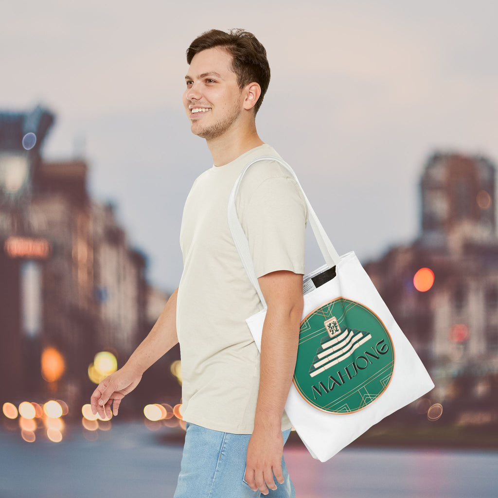 Mahjong Tote Bag — Vintage Green Mahjong Tile Design