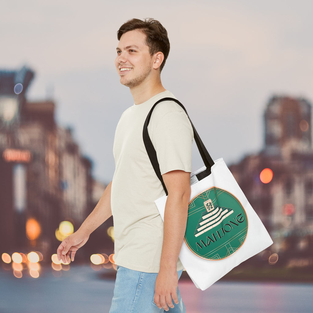 Mahjong Tote Bag — Vintage Green Mahjong Tile Design
