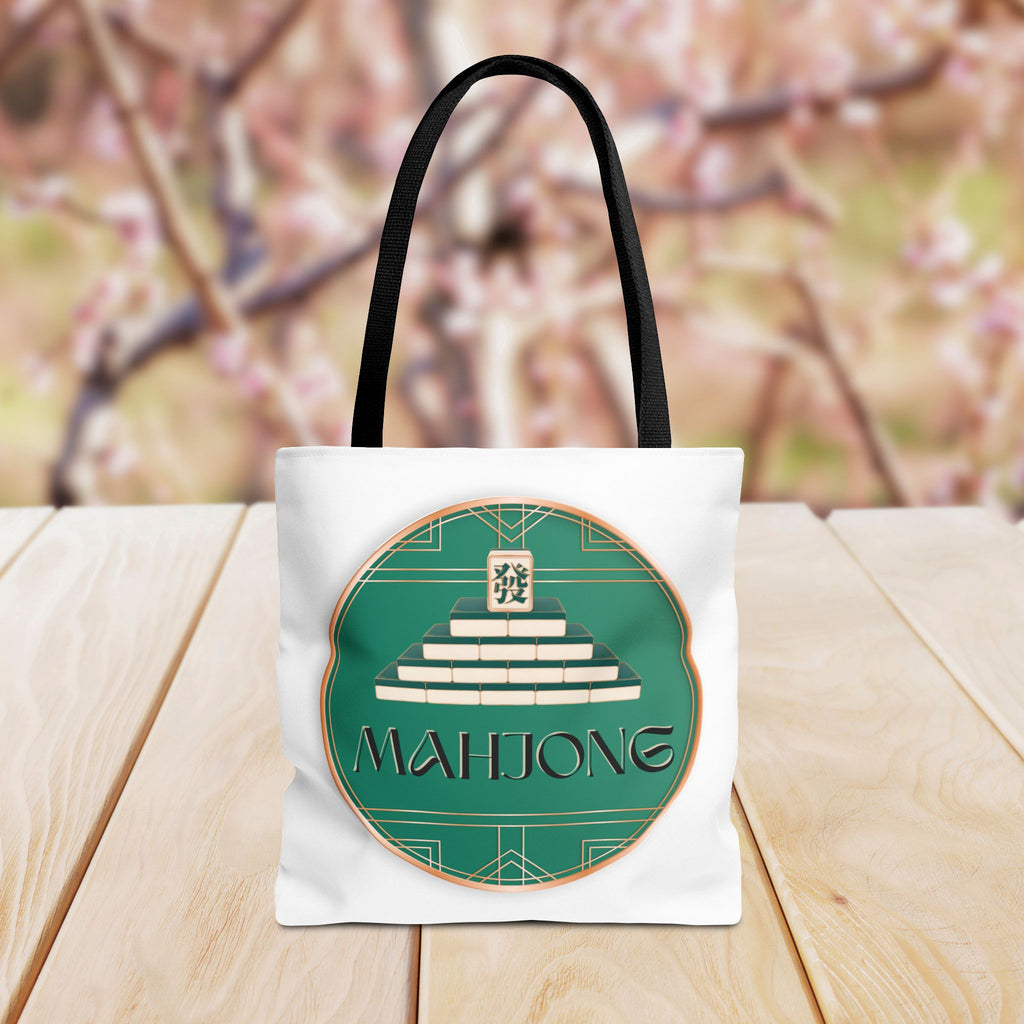 Mahjong Tote Bag — Vintage Green Mahjong Tile Design