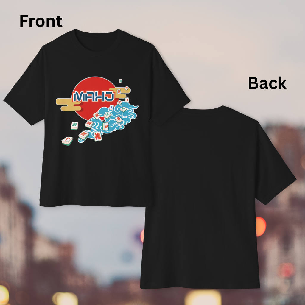 Mahjong Wave Tee with Front Graphic — Japanese-Inspired Mahjong Graphic T-Shirt