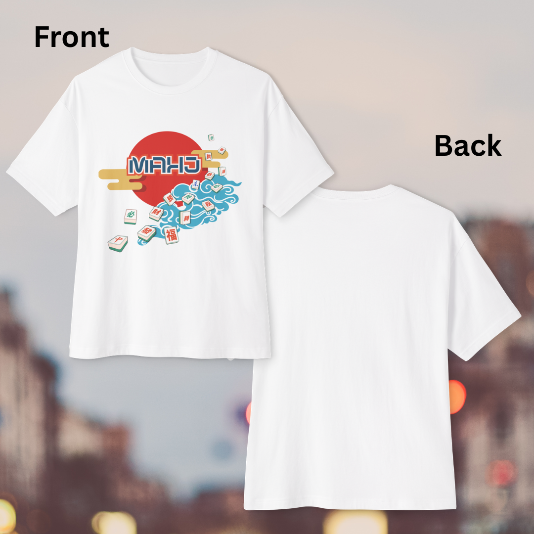 Mahjong Wave Tee with Front Graphic — Japanese-Inspired Mahjong Graphic T-Shirt