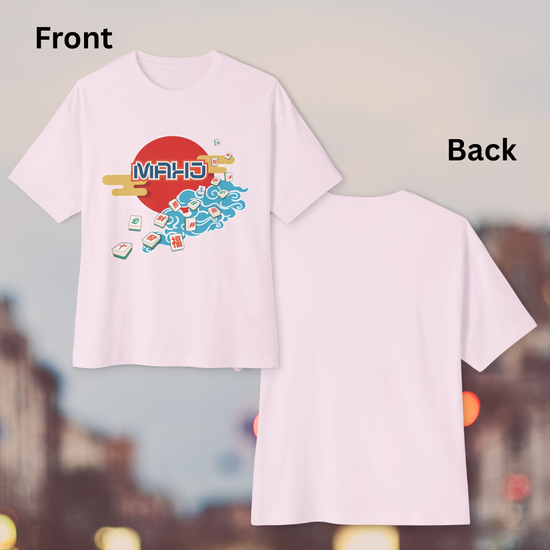 Mahjong Wave Tee with Front Graphic — Japanese-Inspired Mahjong Graphic T-Shirt