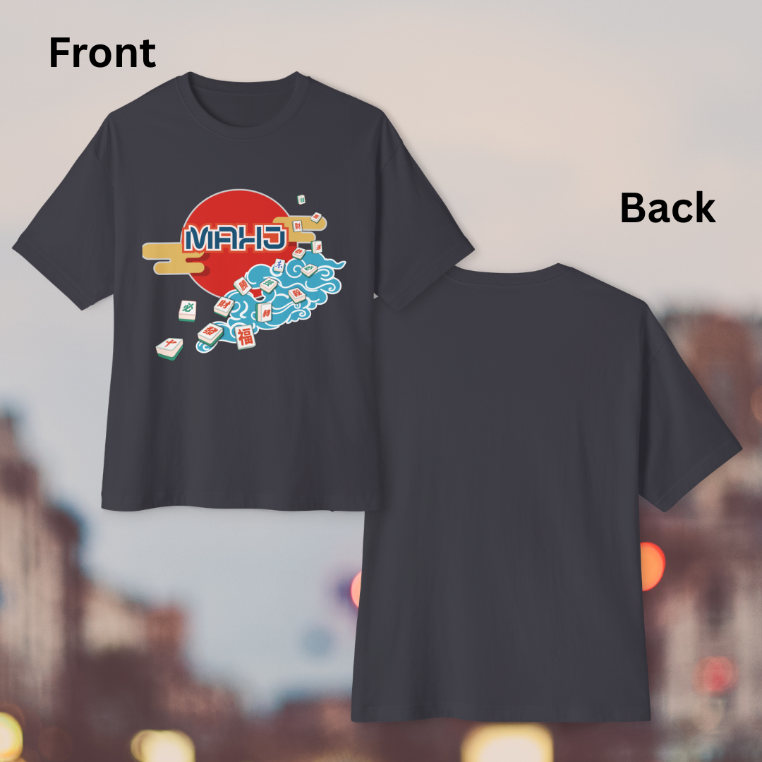 Mahjong Wave Tee with Front Graphic — Japanese-Inspired Mahjong Graphic T-Shirt